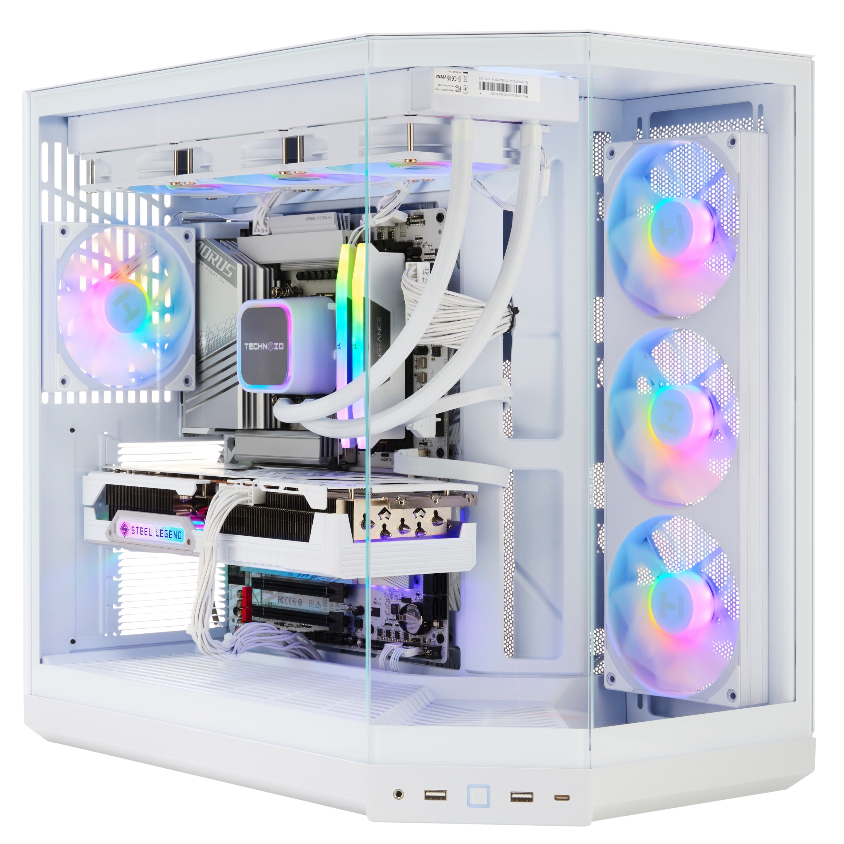 TECHNOID Panorama Gaming PC (AMD Radeon RX 9070 XT - AMD RYZEN 7 7800X3D - 32 GB DDR5 RAM - 1TB SSD - AI Ready - Windows 11 H - Wifi - HYTE Y50 White)
