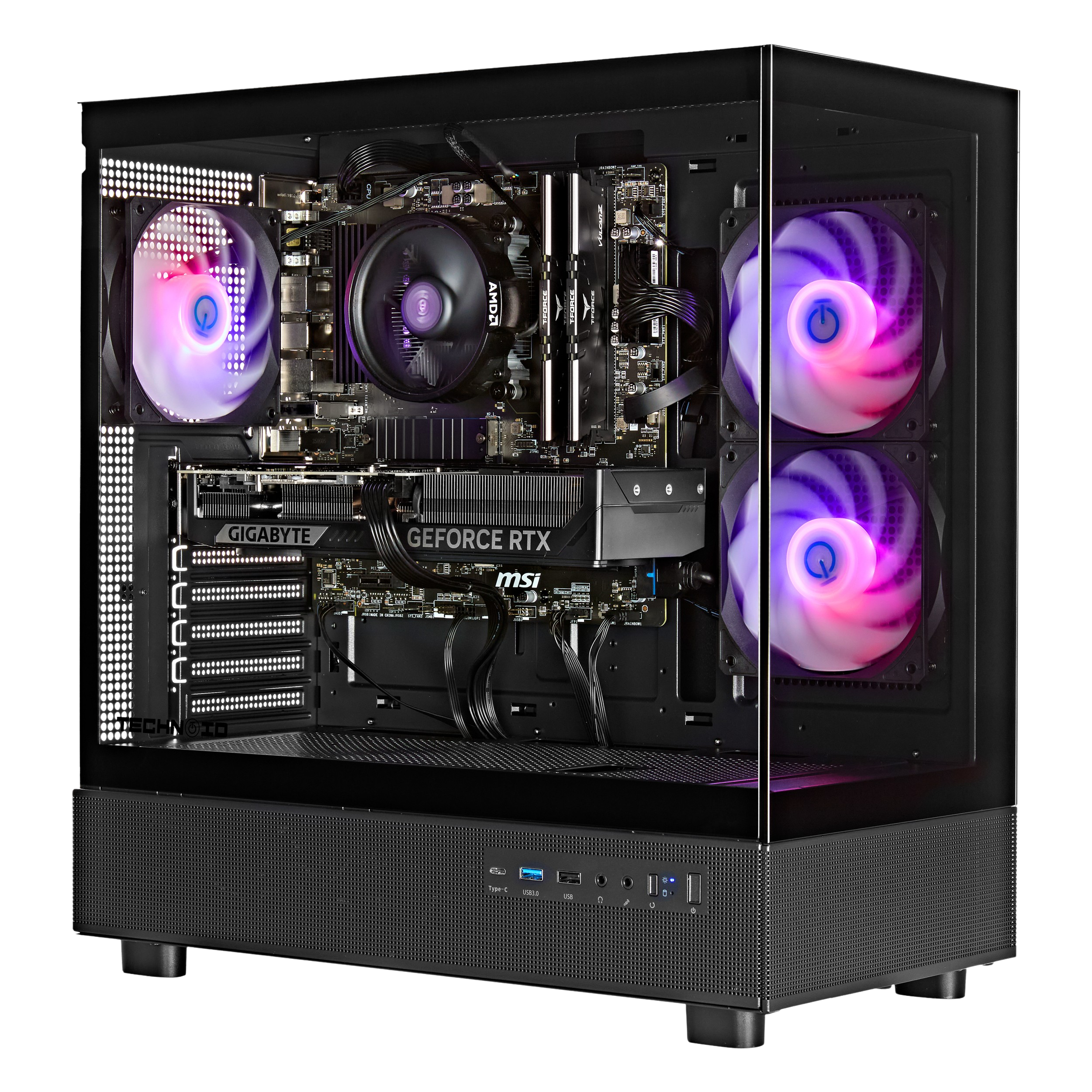 TECHNOID Glass GAMING PC (RTX 5050 - Ryzen 5 - 16GB RAM - 500GB SSD - WIN 11 H - Wifi - 3 Years Warranty - Black)