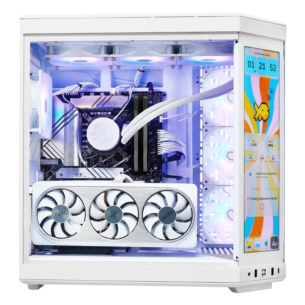 TECHNOID Limited Edition Gaming PC (AMD Radeon RX 9070 XT - AMD RYZEN 7 9800X3D - 32 GB DDR5 RAM - 2TB SSD - AI Ready - Windows 11 P - Wifi - HYTE Y70 Touch infinite - White)