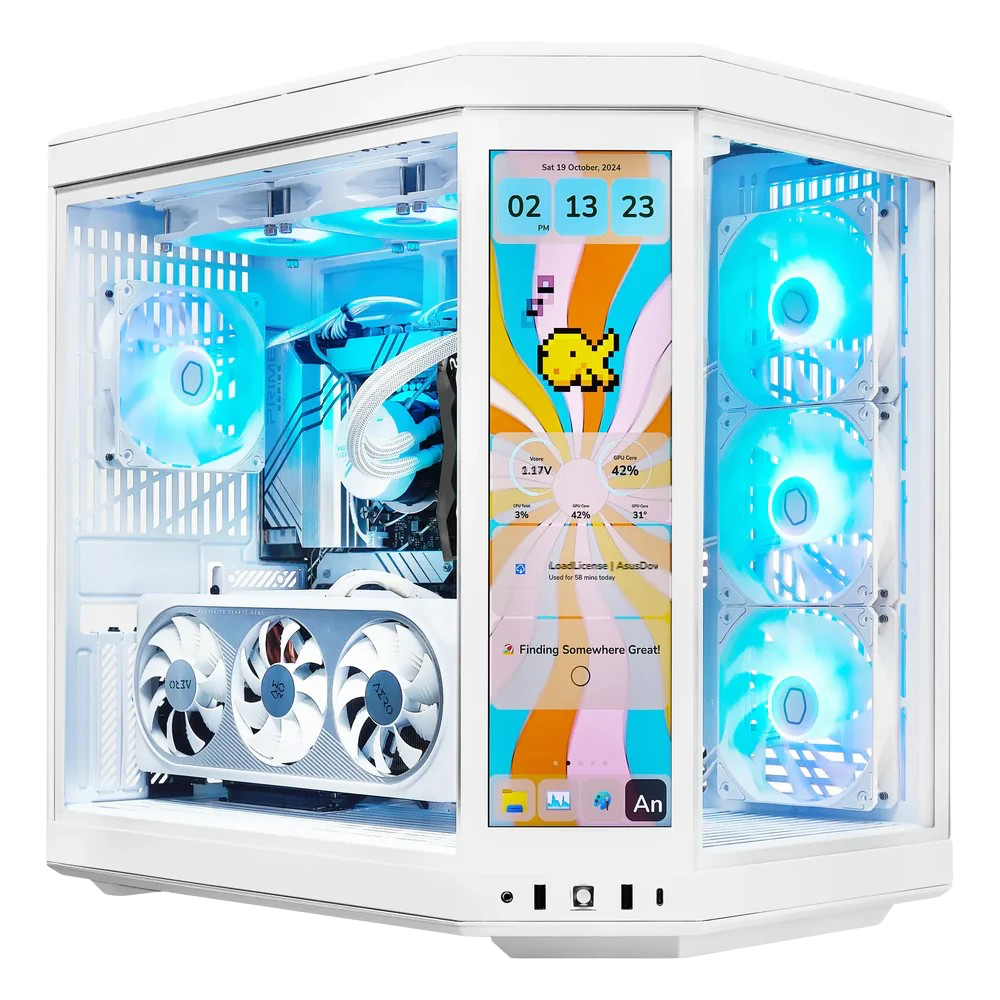 TECHNOID Limited Edition Gaming PC (AMD Radeon RX 9070 XT - AMD RYZEN 7 9800X3D - 32 GB DDR5 RAM - 2TB SSD - AI Ready - Windows 11 P - Wifi - HYTE Y70 Touch infinite - White)