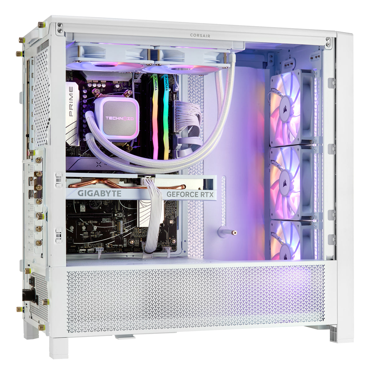 TECHNOID Ultimate Gaming PC - RTX 5080 - AMD Ryzen 7 9800X3D - 64GB DDR5 - 2TB SSD - Win 11 PRO - AI Ready - 850w 80 Plus Gold PSU - VR Compatible - White)