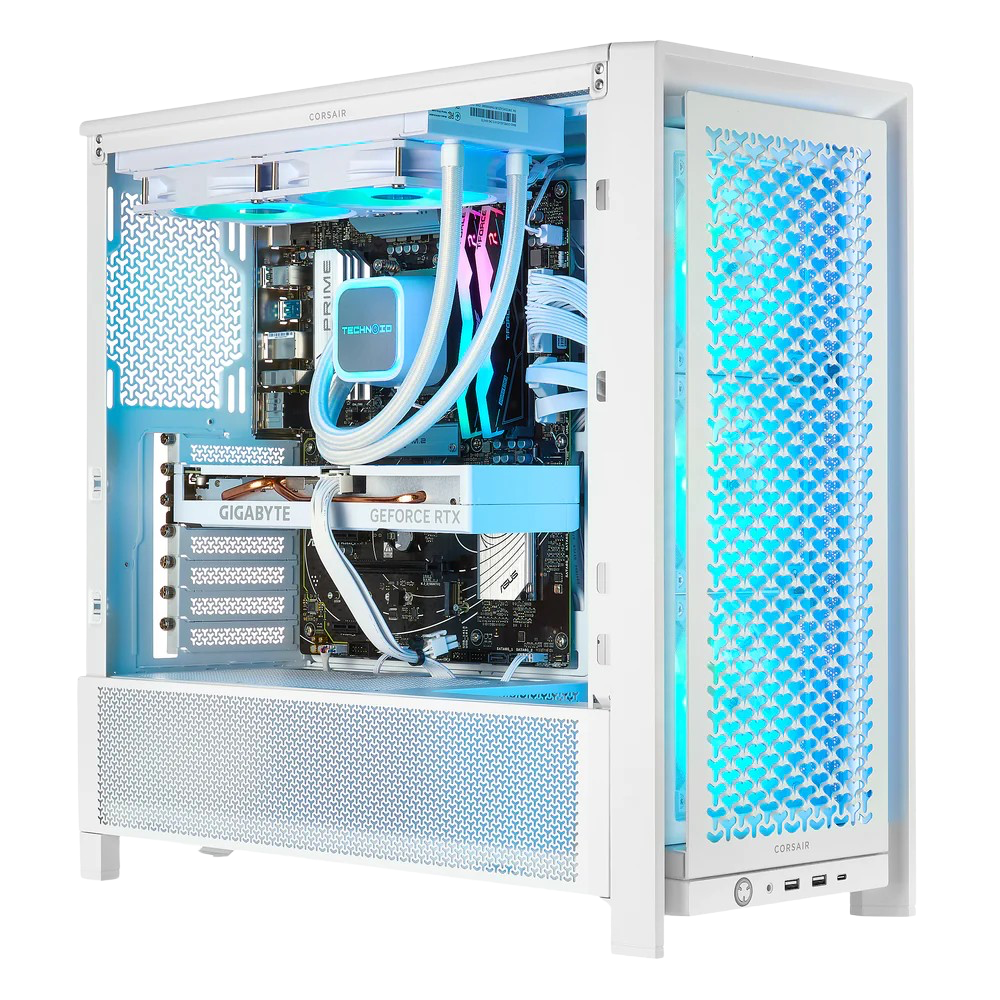 TECHNOID Ultimate Gaming PC - RTX 5080 - AMD Ryzen 7 9800X3D - 64GB DDR5 - 2TB SSD - Win 11 PRO - AI Ready - 850w 80 Plus Gold PSU - VR Compatible - White)