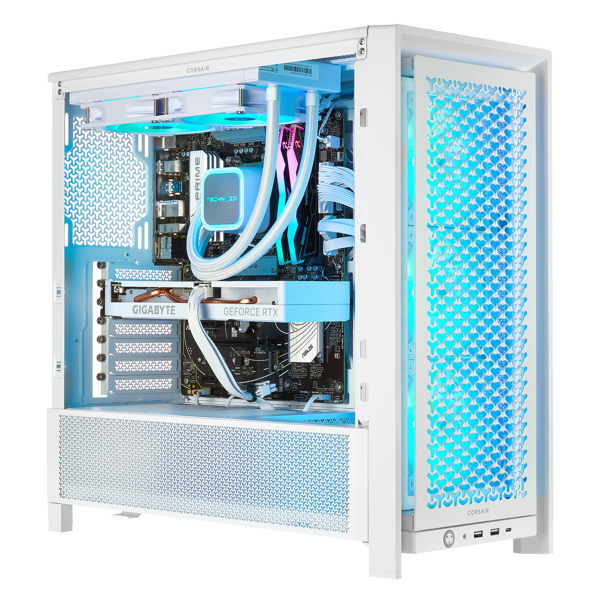 TECHNOID Ultimate Gaming PC - RTX 5080 - AMD Ryzen 7 9800X3D - 64GB DDR5 - 2TB SSD - Win 11 PRO - AI Ready - 850w 80 Plus Gold PSU - VR Compatible - White)