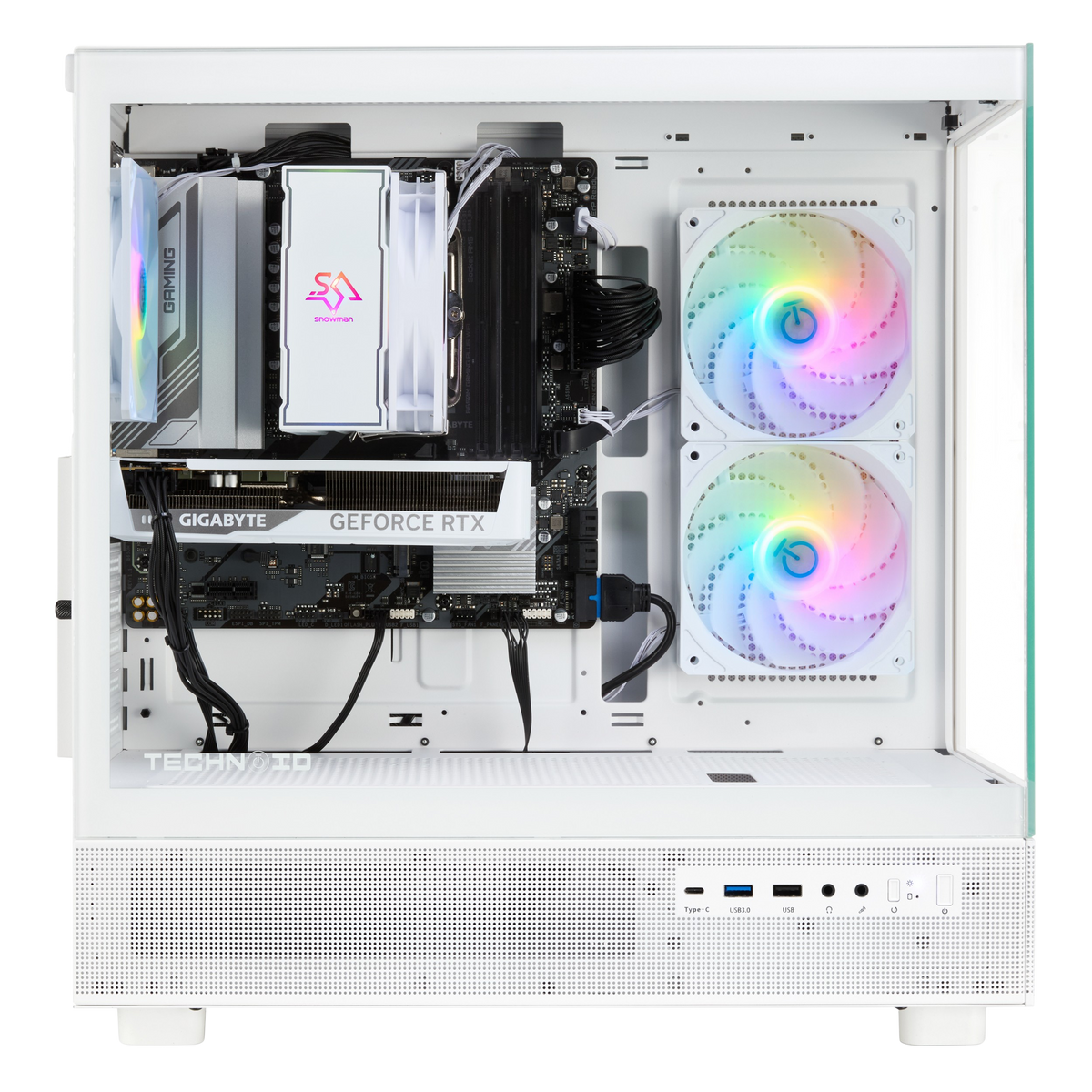 TECHNOID Glass Gaming PC - GeForce RTX 5060 - AMD Ryzen 5 9600x - 32GB DDR5 - 1TB SSD - Win 11 PRO - AI Ready - VR Compatible - White