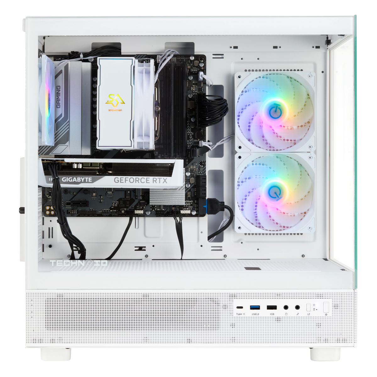 TECHNOID Glass Gaming PC - GeForce RTX 5060 - AMD Ryzen 5 9600x - 32GB DDR5 - 1TB SSD - Win 11 PRO - AI Ready - VR Compatible - White