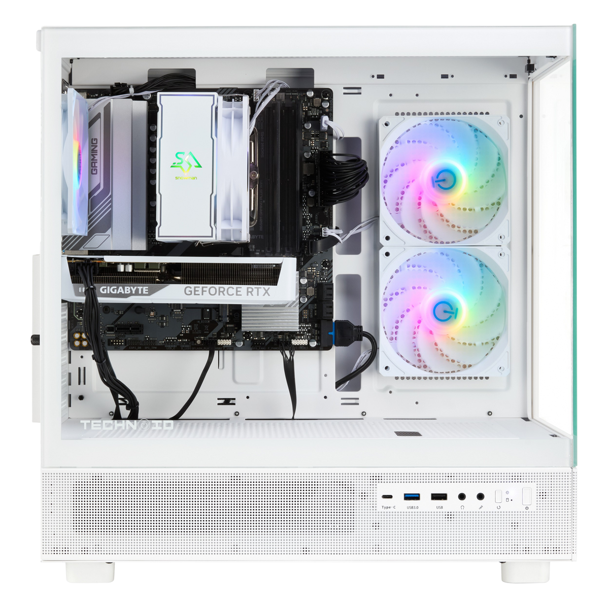 TECHNOID Glass Gaming PC - GeForce RTX 5060 - AMD Ryzen 5 9600x - 32GB DDR5 - 1TB SSD - Win 11 PRO - AI Ready - VR Compatible - White
