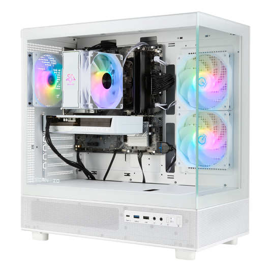 TECHNOID Glass Gaming PC - GeForce RTX 5060 - AMD Ryzen 5 9600x - 32GB DDR5 - 1TB SSD - Win 11 PRO - AI Ready - VR Compatible - White