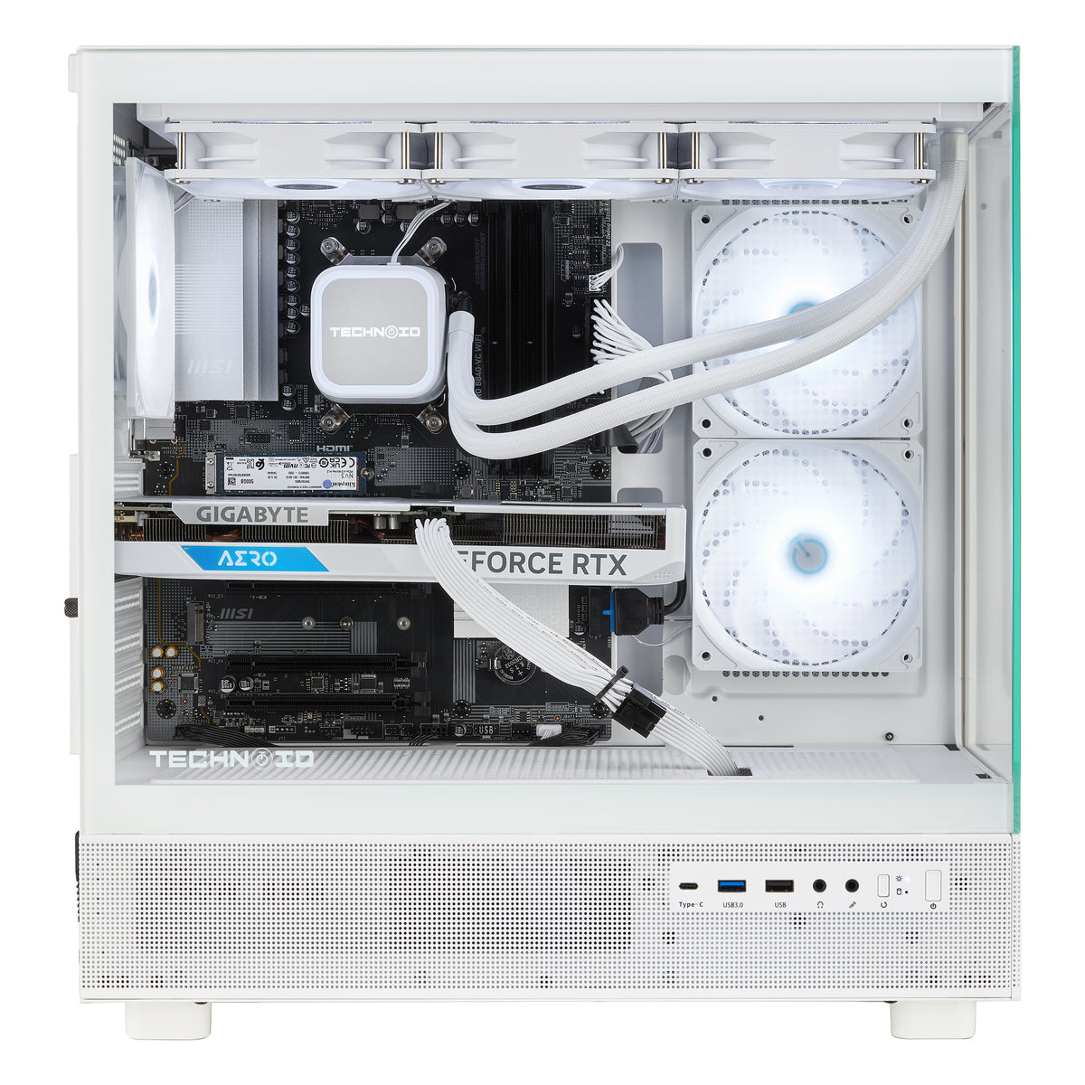 TECHNOID Glass GAMING PC (AMD RX 9070 XT - Ryzen 7 7700 - 32 GB RAM - 1TB SSD - WIN 11 H - Wifi - 3 Years Warranty - White)