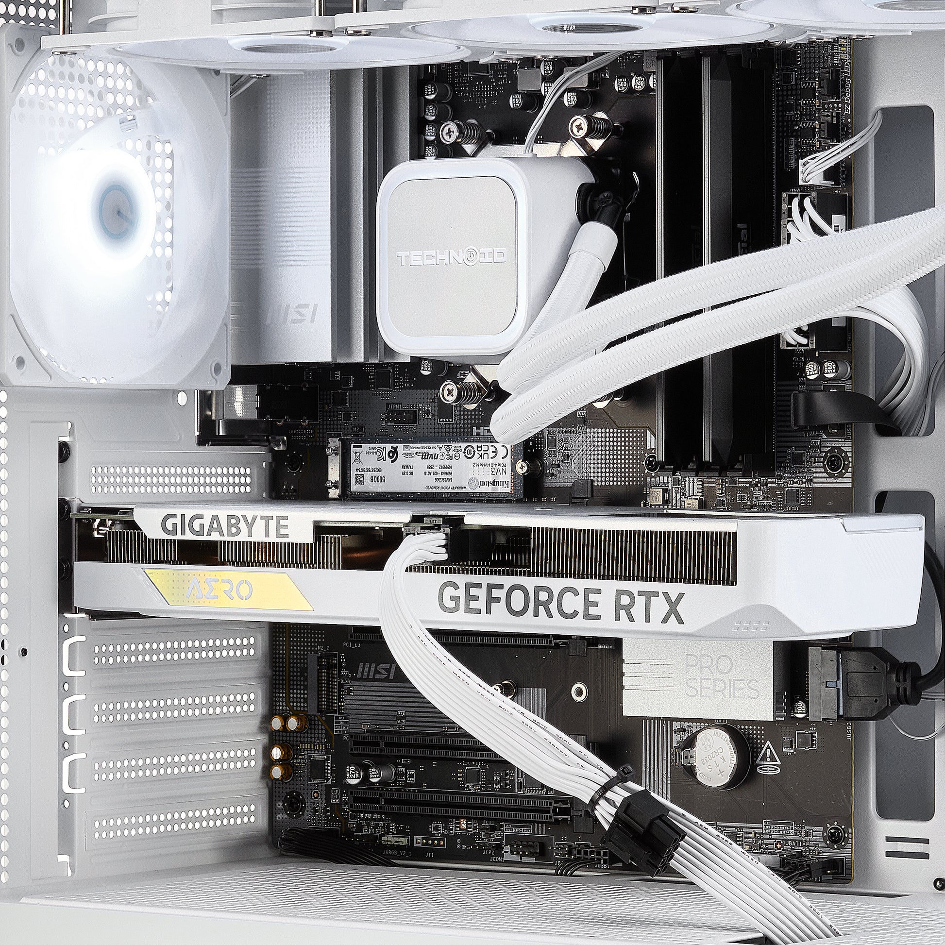 TECHNOID Glass Gaming PC - GeForce RTX 5090 - AMD Ryzen 9 9950X3D - 64GB DDR5 - 2TB SSD - Win 11 PRO - AI Ready - VR Compatible - Wifi Bluetooth - White