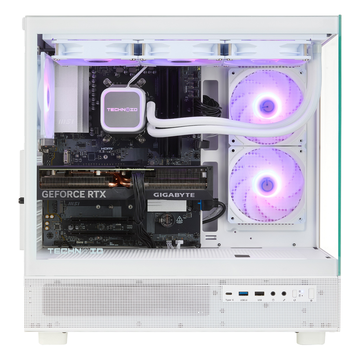 TECHNOID Glass Gaming PC - AMD Radeon RX 9060 XT 16GB - AMD Ryzen 7 7800X3D - 32GB DDR5 - 1TB SSD - Win 11 PRO - AI Ready - VR Compatible - Wifi Bluetooth