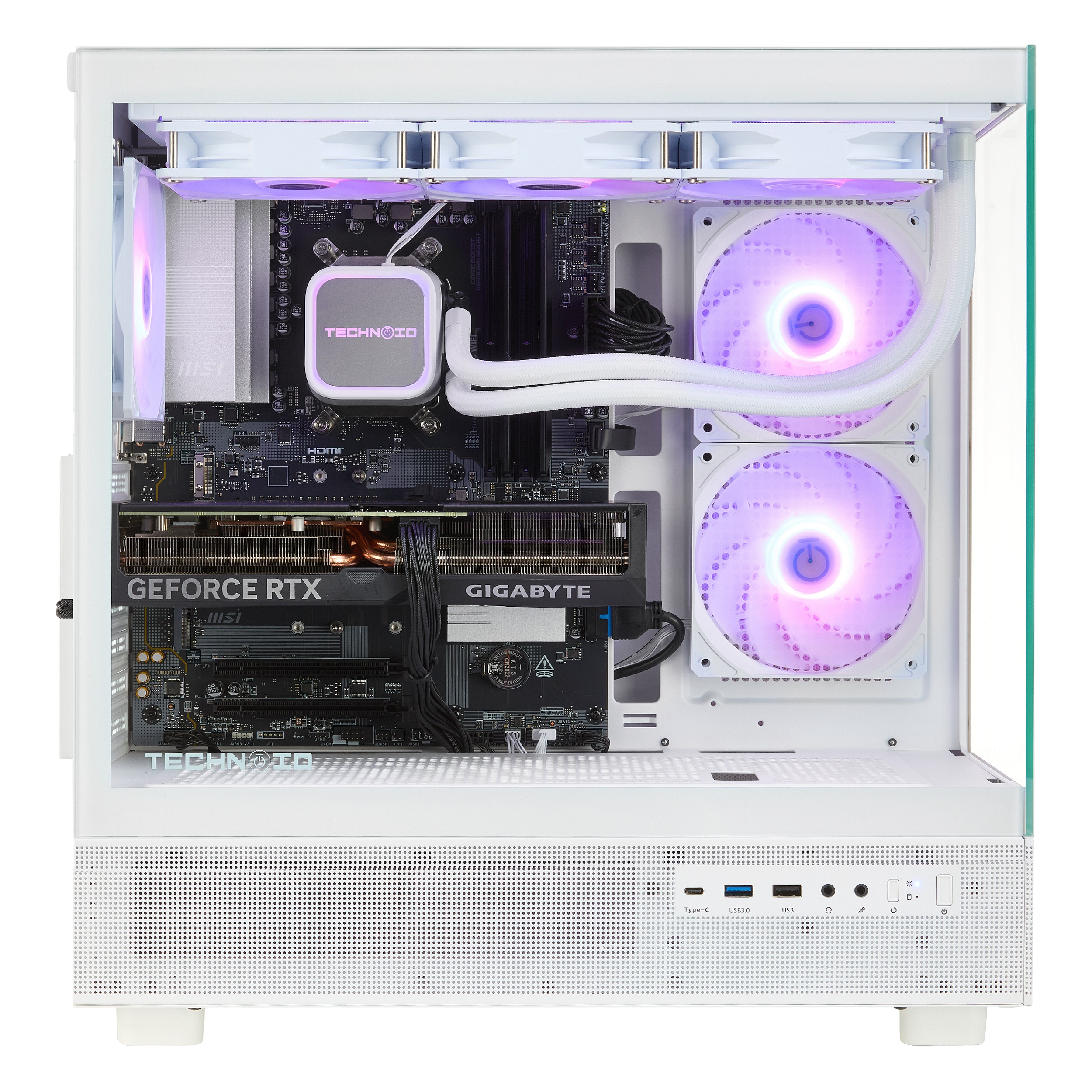 TECHNOID Glass Gaming PC - GeForce RTX 5070 - Intel Core i7 14700KF - 32GB DDR5 - 1TB SSD - Win 11 PRO - AI Ready - VR Compatible - Wifi Bluetooth
