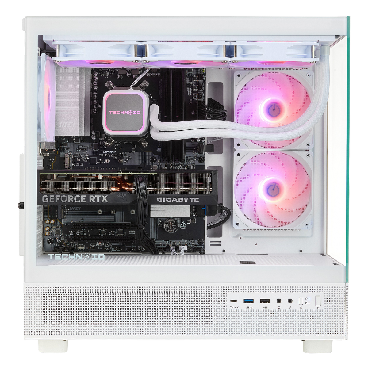 TECHNOID Glass Gaming PC - AMD Radeon RX 9060 XT 16GB - AMD Ryzen 7 7800X3D - 32GB DDR5 - 1TB SSD - Win 11 PRO - AI Ready - VR Compatible - Wifi Bluetooth