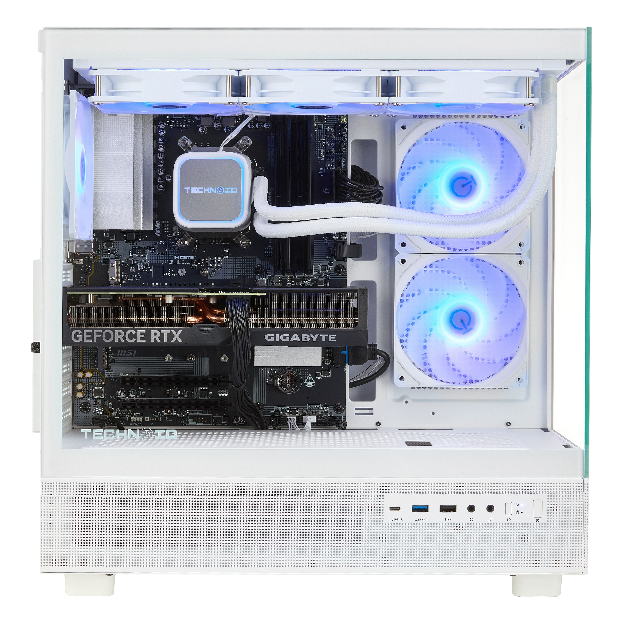 TECHNOID Glass Gaming PC - GeForce RTX 5070 - Intel Core i7 14700KF - 32GB DDR5 - 1TB SSD - Win 11 PRO - AI Ready - VR Compatible - Wifi Bluetooth