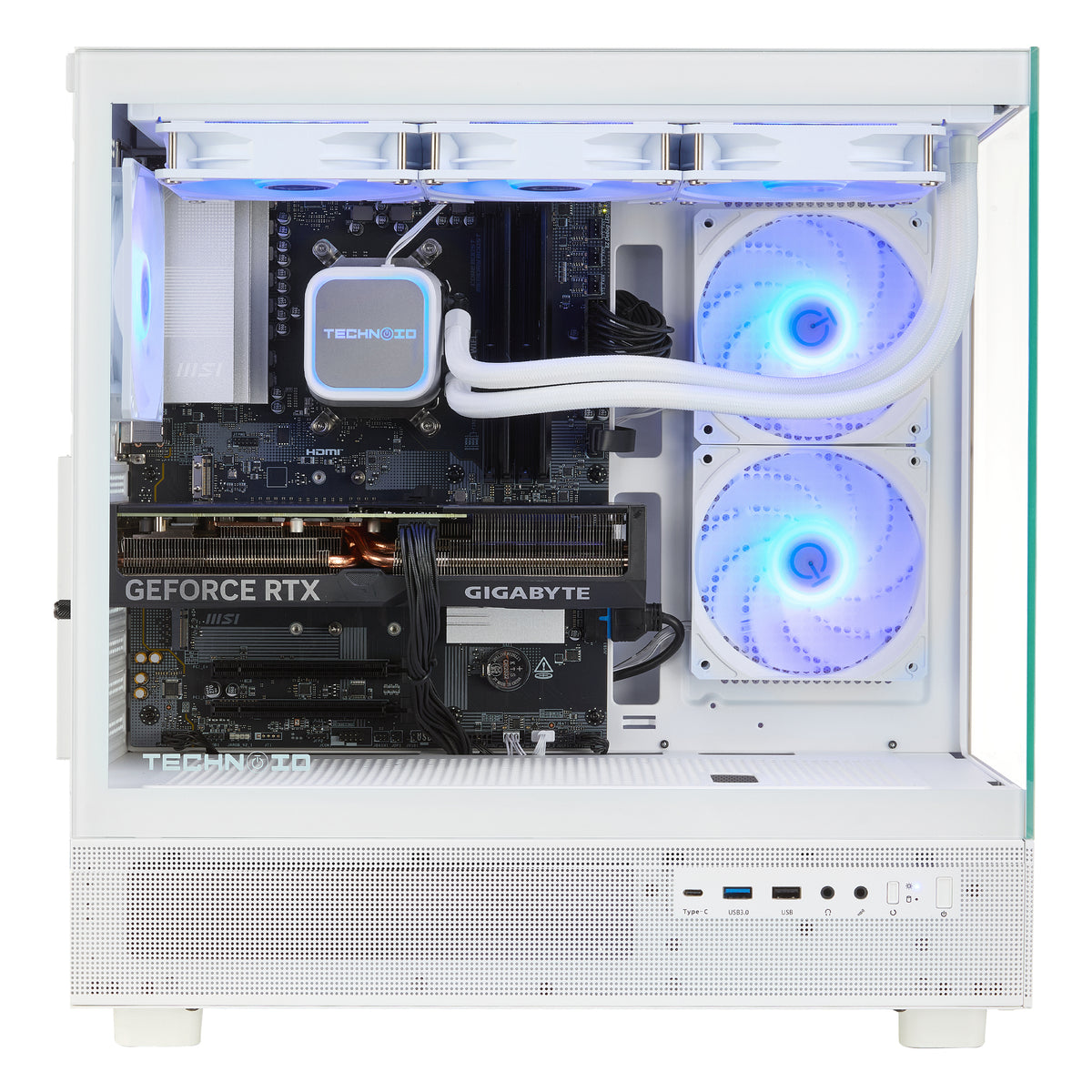 TECHNOID Glass Gaming PC - GeForce RTX 5070 - AMD Ryzen 7 7800X3D - 32GB DDR5 - 2TB SSD - Win 11 PRO - AI Ready - VR Compatible - Wifi Bluetooth