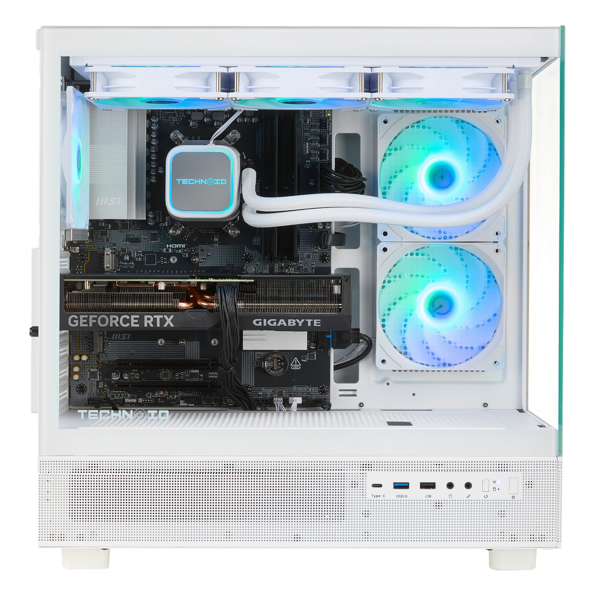 TECHNOID Glass Gaming PC - AMD Radeon RX 9060 XT 16GB - AMD Ryzen 7 7800X3D - 32GB DDR5 - 1TB SSD - Win 11 PRO - AI Ready - VR Compatible - Wifi Bluetooth