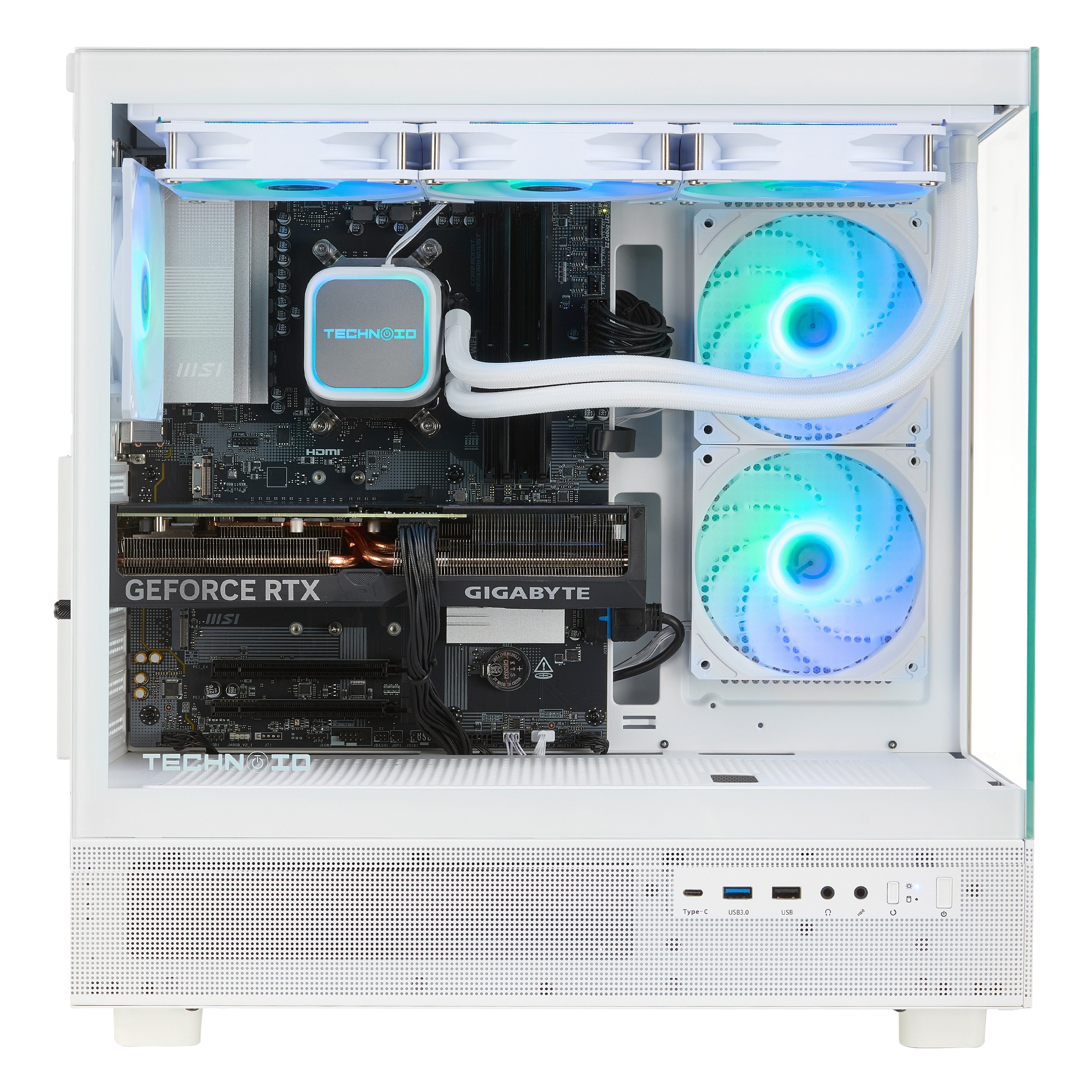 TECHNOID Glass Gaming PC - GeForce RTX 5070 - Intel Core i7 14700KF - 32GB DDR5 - 1TB SSD - Win 11 PRO - AI Ready - VR Compatible - Wifi Bluetooth