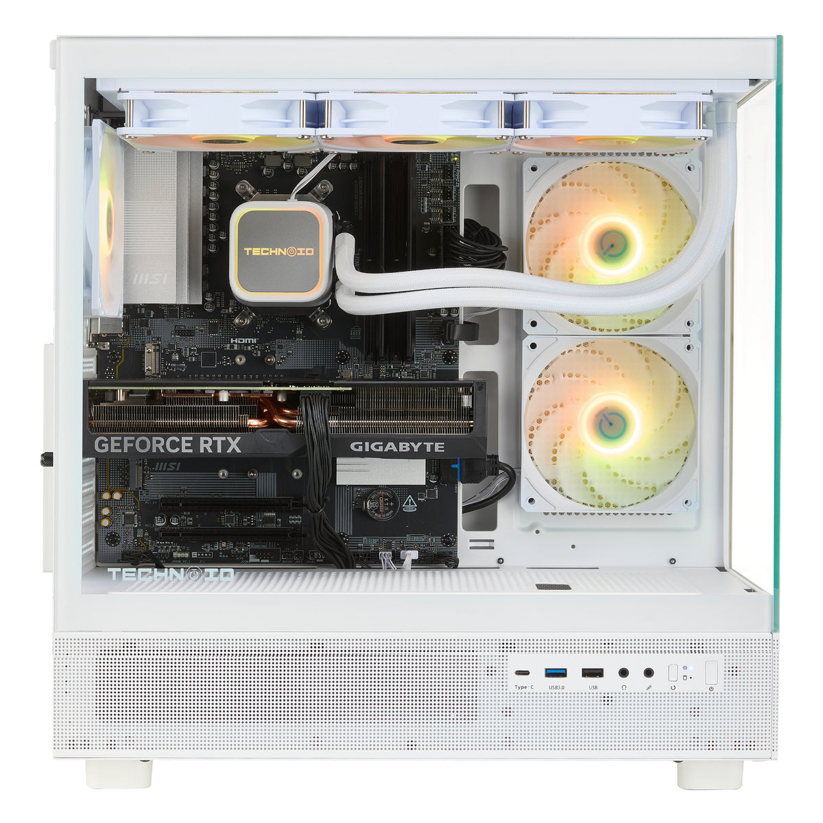 TECHNOID Glass Gaming PC - GeForce RTX 5070 - AMD Ryzen 7 7800X3D - 32GB DDR5 - 2TB SSD - Win 11 PRO - AI Ready - VR Compatible - Wifi Bluetooth