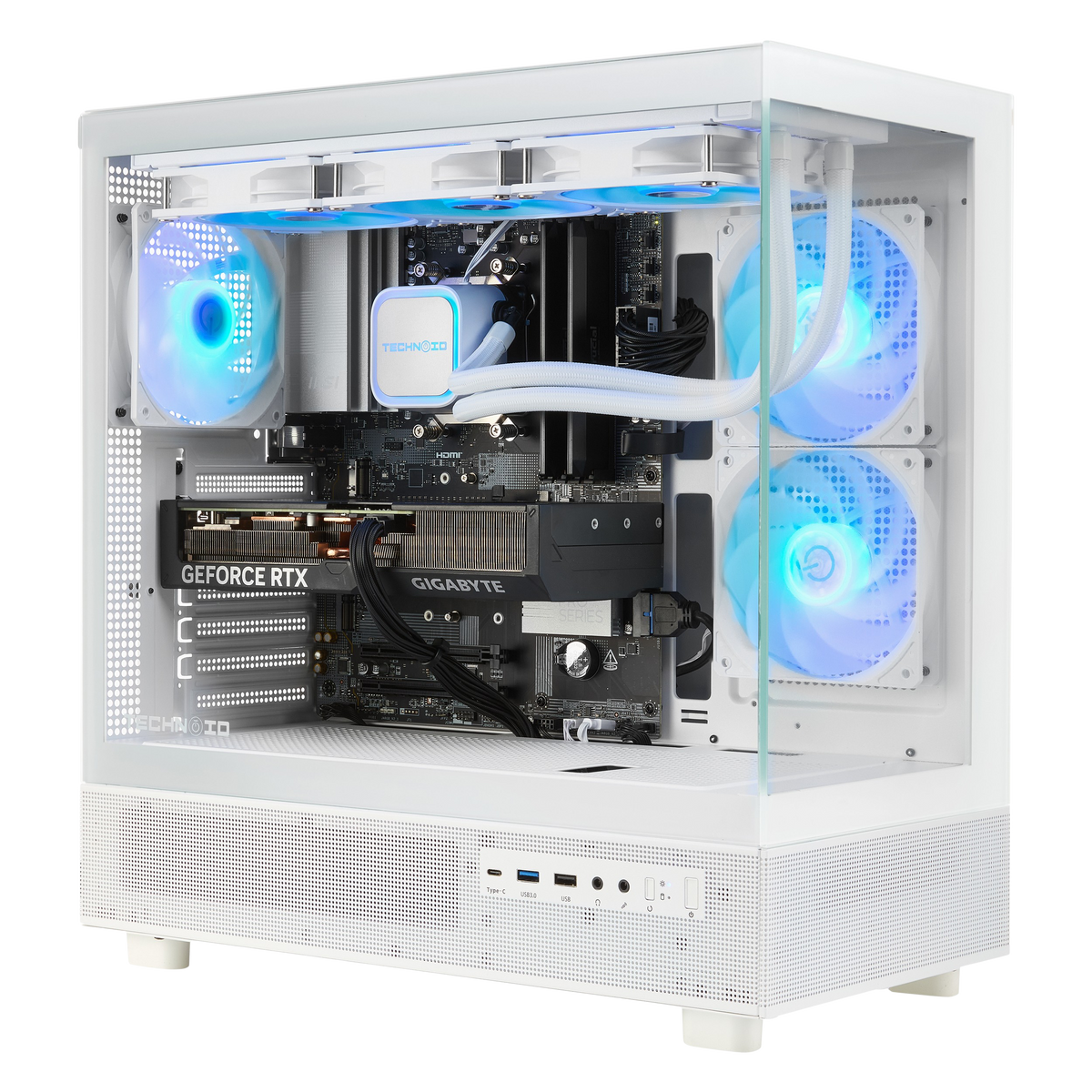 TECHNOID Glass Gaming PC - AMD Radeon RX 9060 XT 16GB - AMD Ryzen 7 7800X3D - 32GB DDR5 - 1TB SSD - Win 11 PRO - AI Ready - VR Compatible - Wifi Bluetooth