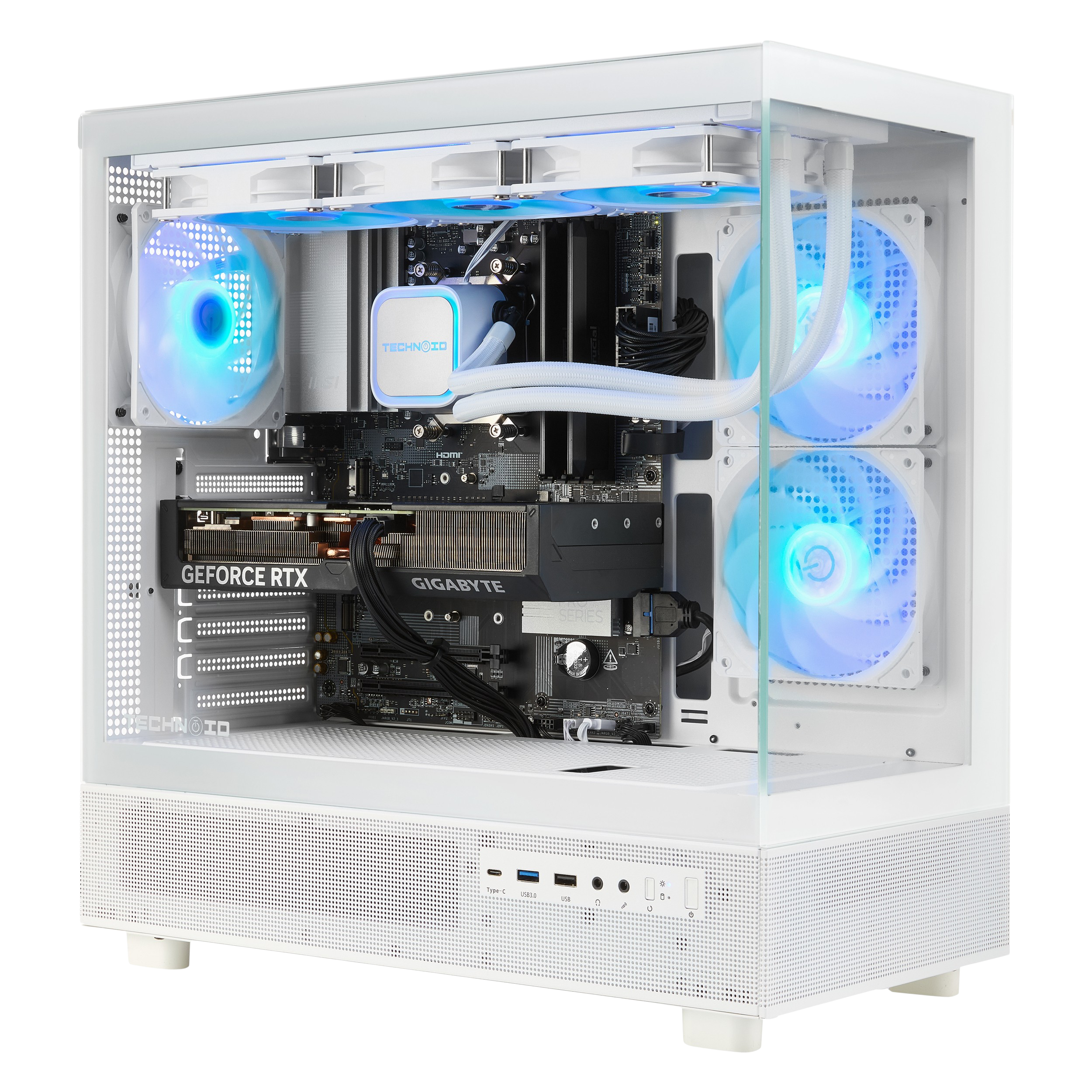 TECHNOID Glass Gaming PC - GeForce RTX 5070 - Intel Core i7 14700KF - 32GB DDR5 - 1TB SSD - Win 11 PRO - AI Ready - VR Compatible - Wifi Bluetooth