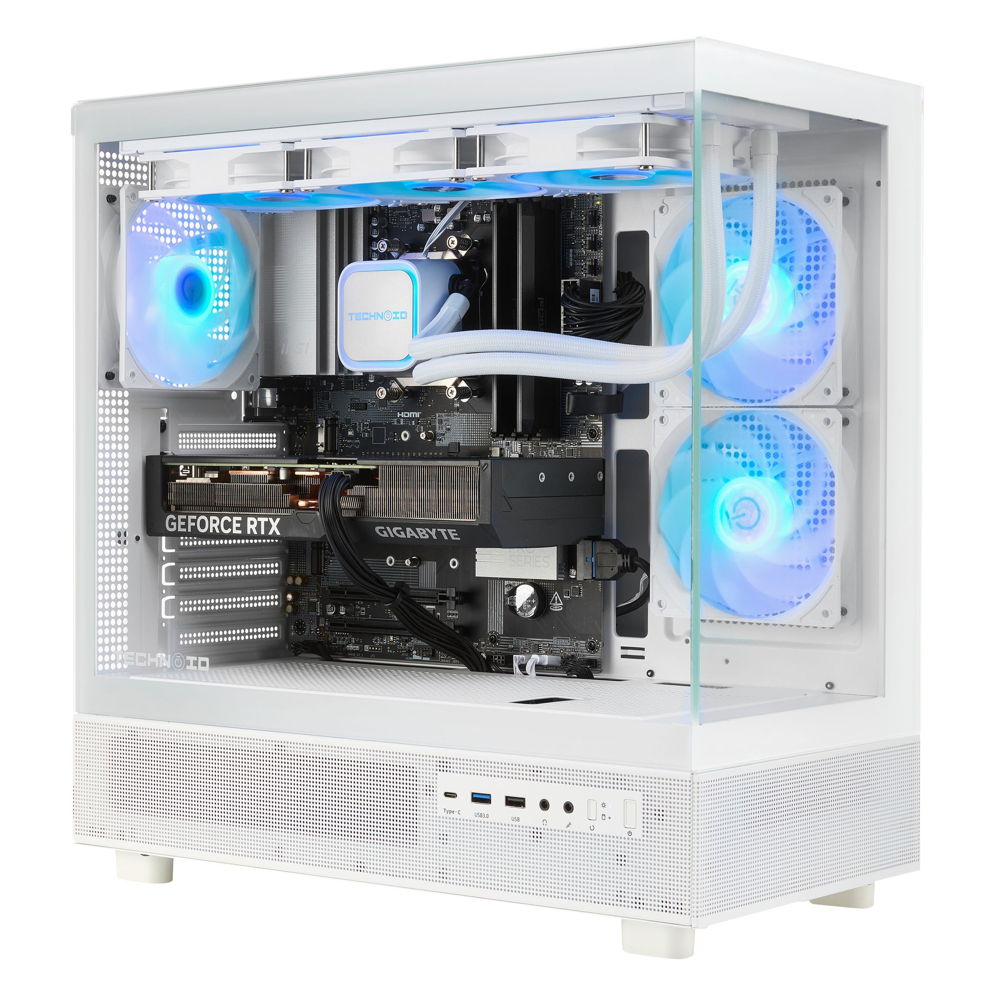TECHNOID Glass Gaming PC - Intel Core i9-14900KF - GeForce RTX 5080 - 32GB DDR5 - 2TB SSD - Win 11 PRO - AI Ready - VR Compatible - Wifi Bluetooth