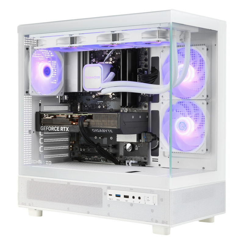 TECHNOID Glass Gaming PC - GeForce RTX 5070 - Intel Core i7 14700KF - 32GB DDR5 - 1TB SSD - Win 11 PRO - AI Ready - VR Compatible - Wifi Bluetooth