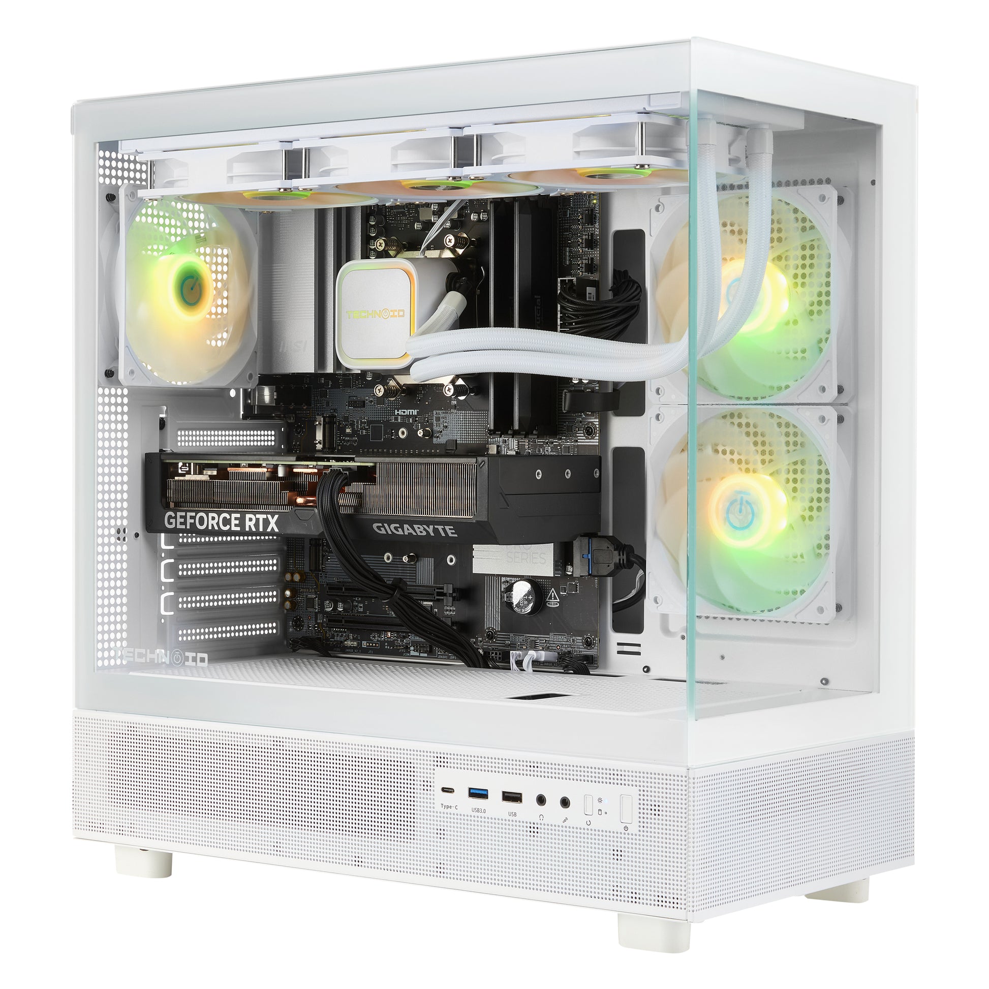 TECHNOID Glass Gaming PC - Intel Core i9-14900KF - GeForce RTX 5080 - 32GB DDR5 - 2TB SSD - Win 11 PRO - AI Ready - VR Compatible - Wifi Bluetooth