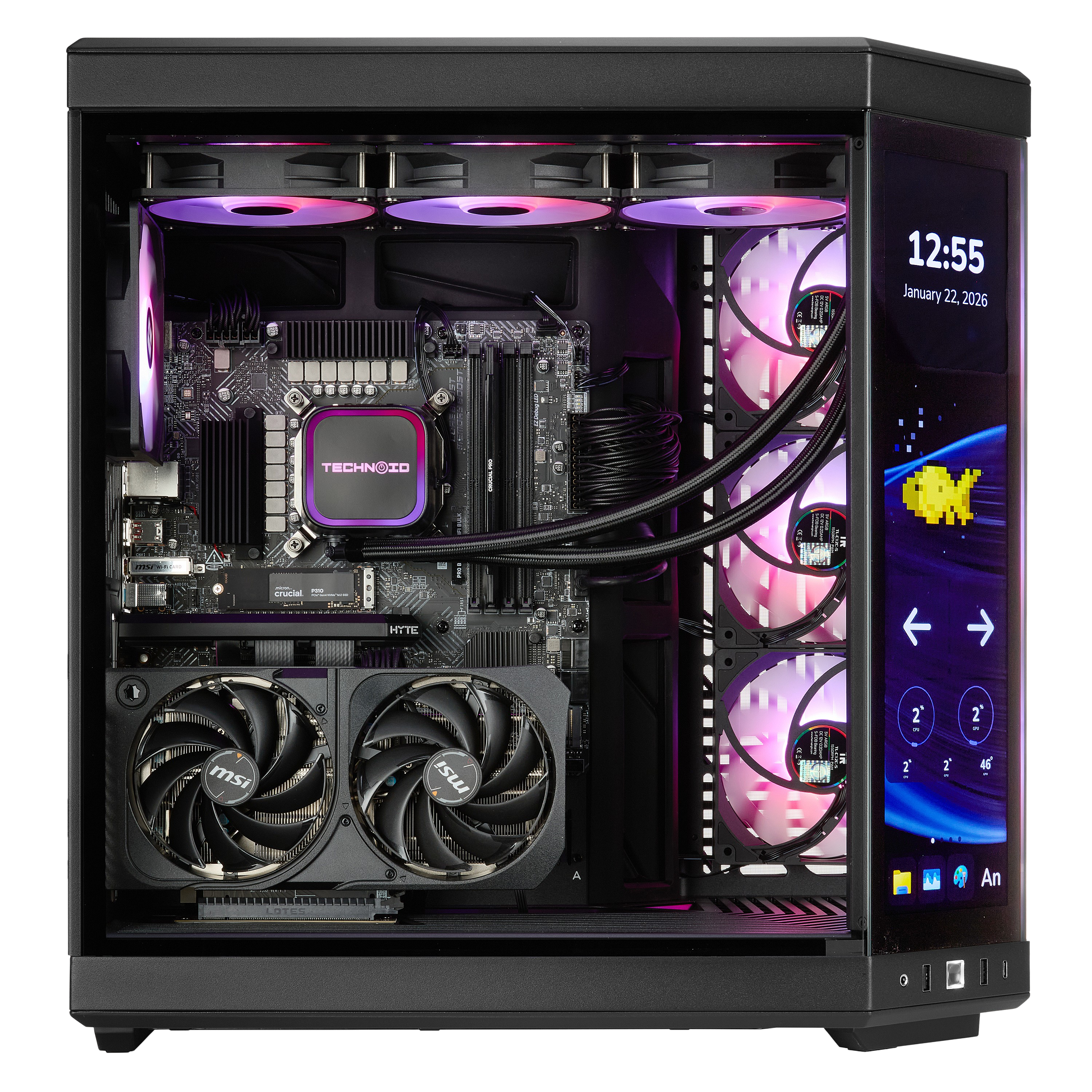 TECHNOID Limited Edition Gaming PC - Intel Core i9 14900KF, 32GB Ram, 1TB SSD, RTX 5070 Ti , Windows 11 Pro, HYTE Y70 Touch infinite, Black