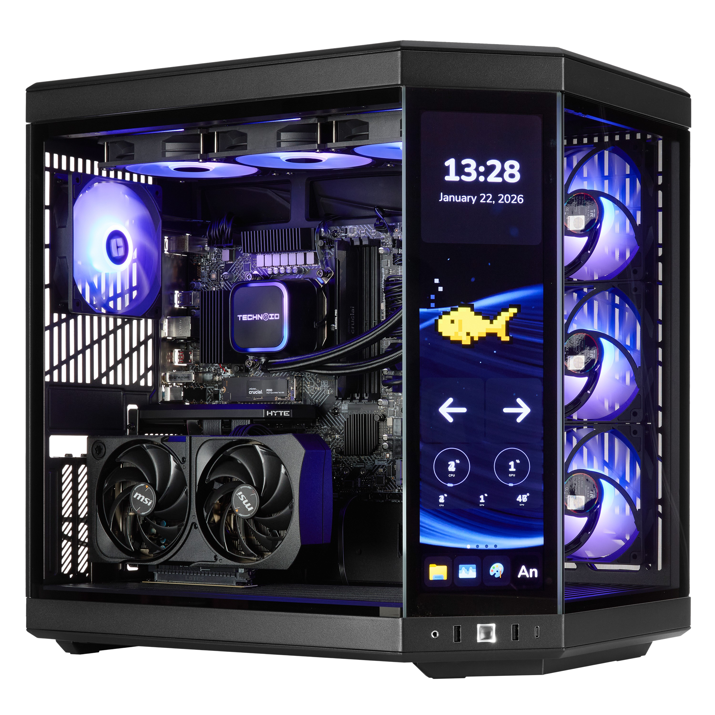 TECHNOID Limited Edition Gaming PC - Intel Core i9 14900KF, 32GB Ram, 1TB SSD, RTX 5070 Ti , Windows 11 Pro, HYTE Y70 Touch infinite, Black