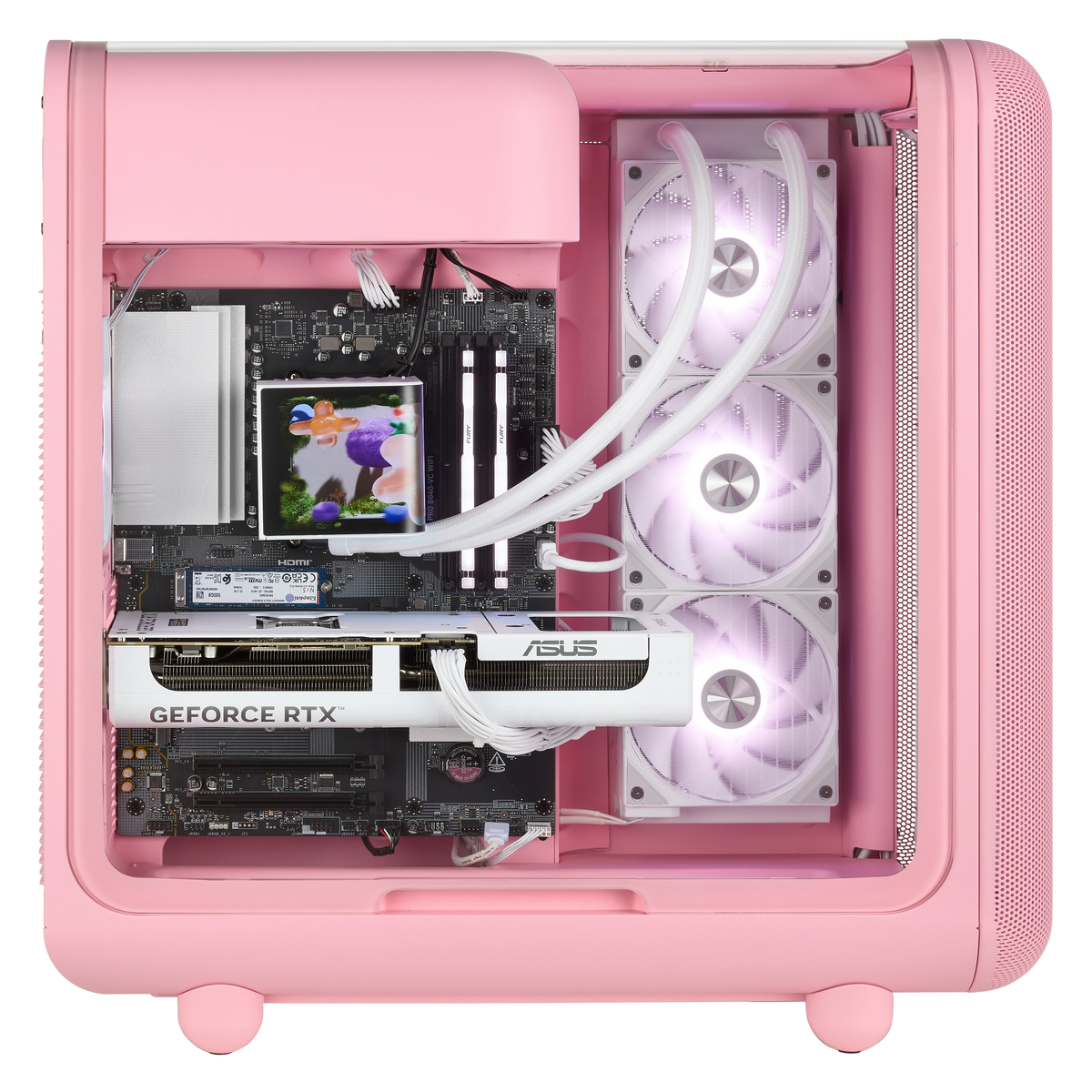 TECHNOID Infinity Gaming PC (AMD Radeon RX 9070 XT - AMD RYZEN 7 7800X3D - 32 GB DDR5 RAM - 1TB SSD - AI Ready - Windows 11 H - Wifi - HYTE X50 Strawberry Milk)