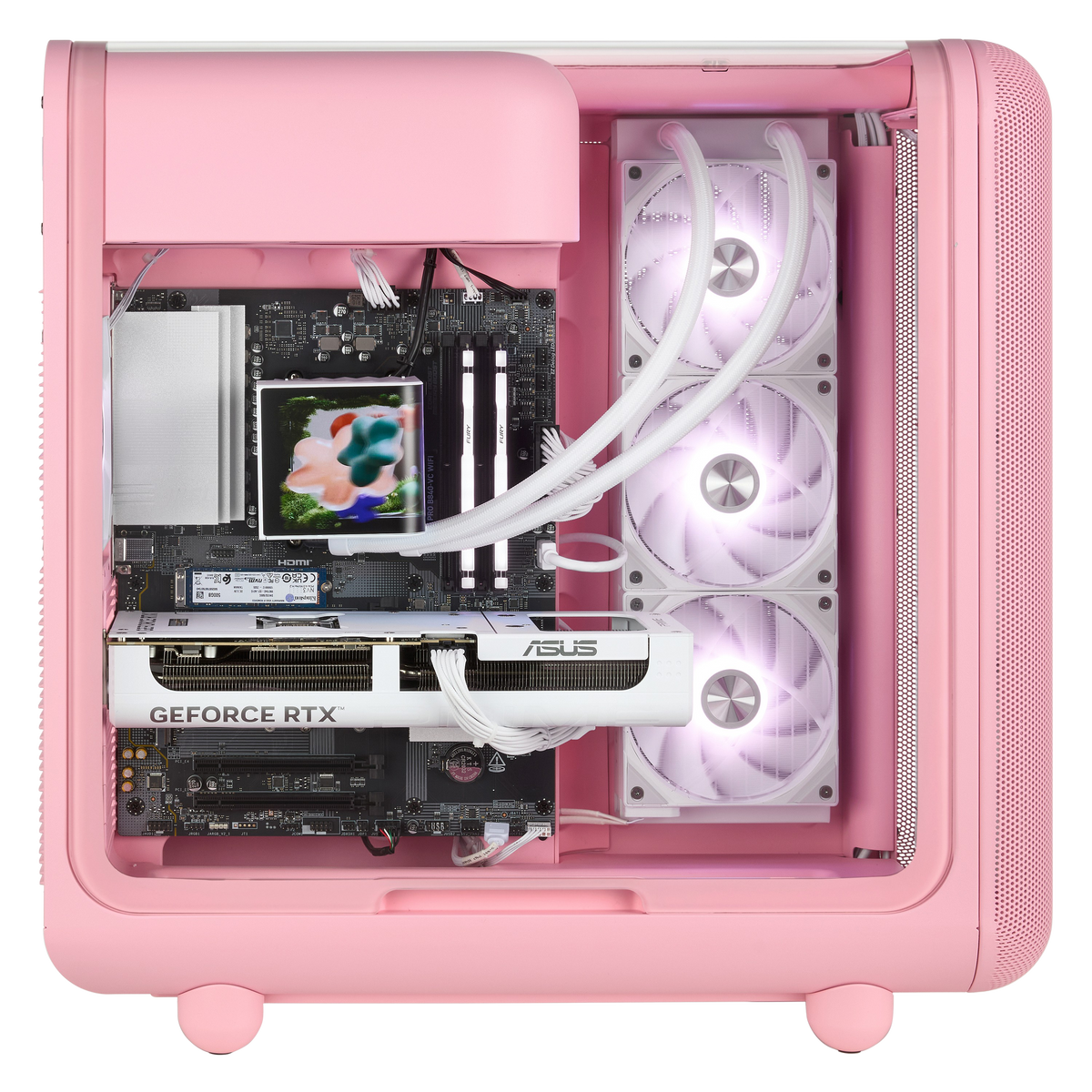 TECHNOID Infinity Gaming PC (AMD Radeon RX 9070 XT - AMD RYZEN 7 7800X3D - 32 GB DDR5 RAM - 1TB SSD - AI Ready - Windows 11 H - Wifi - HYTE X50 Strawberry Milk)