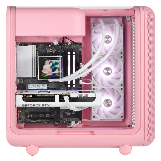 TECHNOID Infinity Gaming PC (AMD Radeon RX 9070 XT - AMD RYZEN 7 7800X3D - 32 GB DDR5 RAM - 1TB SSD - AI Ready - Windows 11 H - Wifi - HYTE X50 Strawberry Milk)