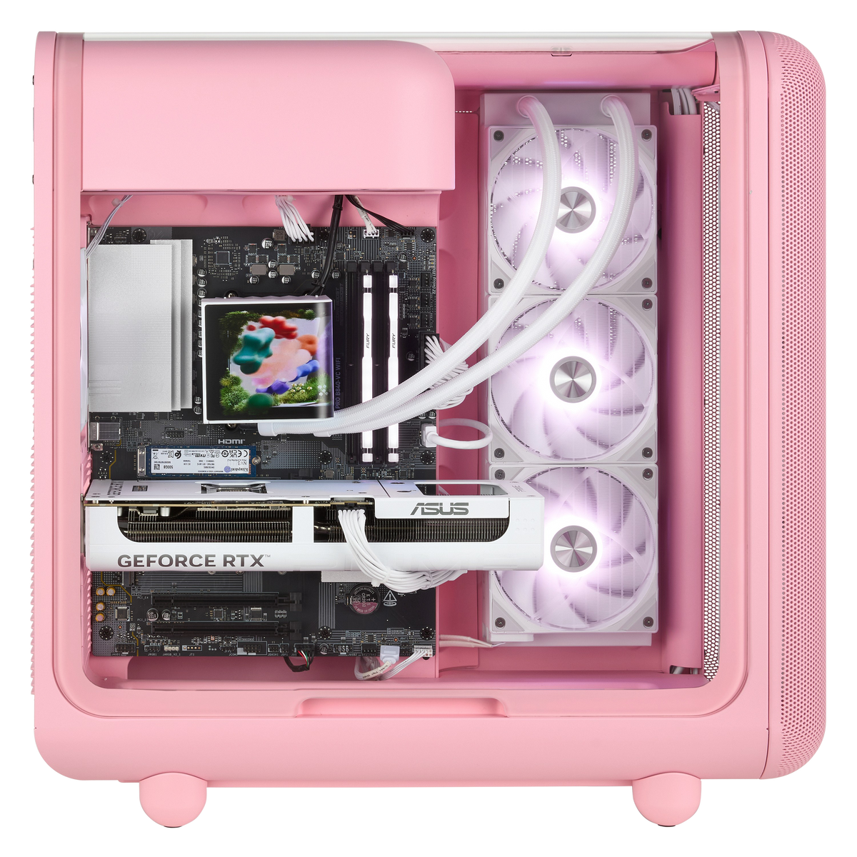 TECHNOID Infinity Gaming PC (AMD Radeon RX 9070 XT - AMD RYZEN 7 7800X3D - 32 GB DDR5 RAM - 1TB SSD - AI Ready - Windows 11 H - Wifi - HYTE X50 Strawberry Milk)