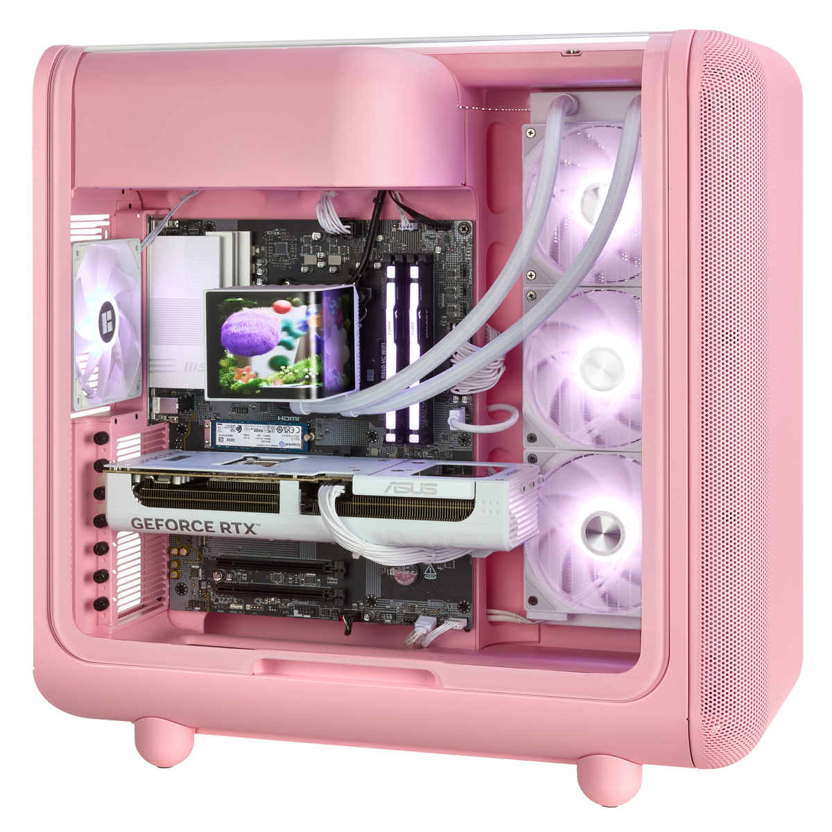 TECHNOID Infinity Gaming PC (AMD Radeon RX 9070 XT - AMD RYZEN 7 7800X3D - 32 GB DDR5 RAM - 1TB SSD - AI Ready - Windows 11 H - Wifi - HYTE X50 Strawberry Milk)