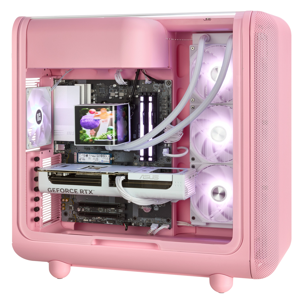 TECHNOID Infinity Gaming PC (AMD Radeon RX 9070 XT - AMD RYZEN 7 7800X3D - 32 GB DDR5 RAM - 1TB SSD - AI Ready - Windows 11 H - Wifi - HYTE X50 Strawberry Milk)