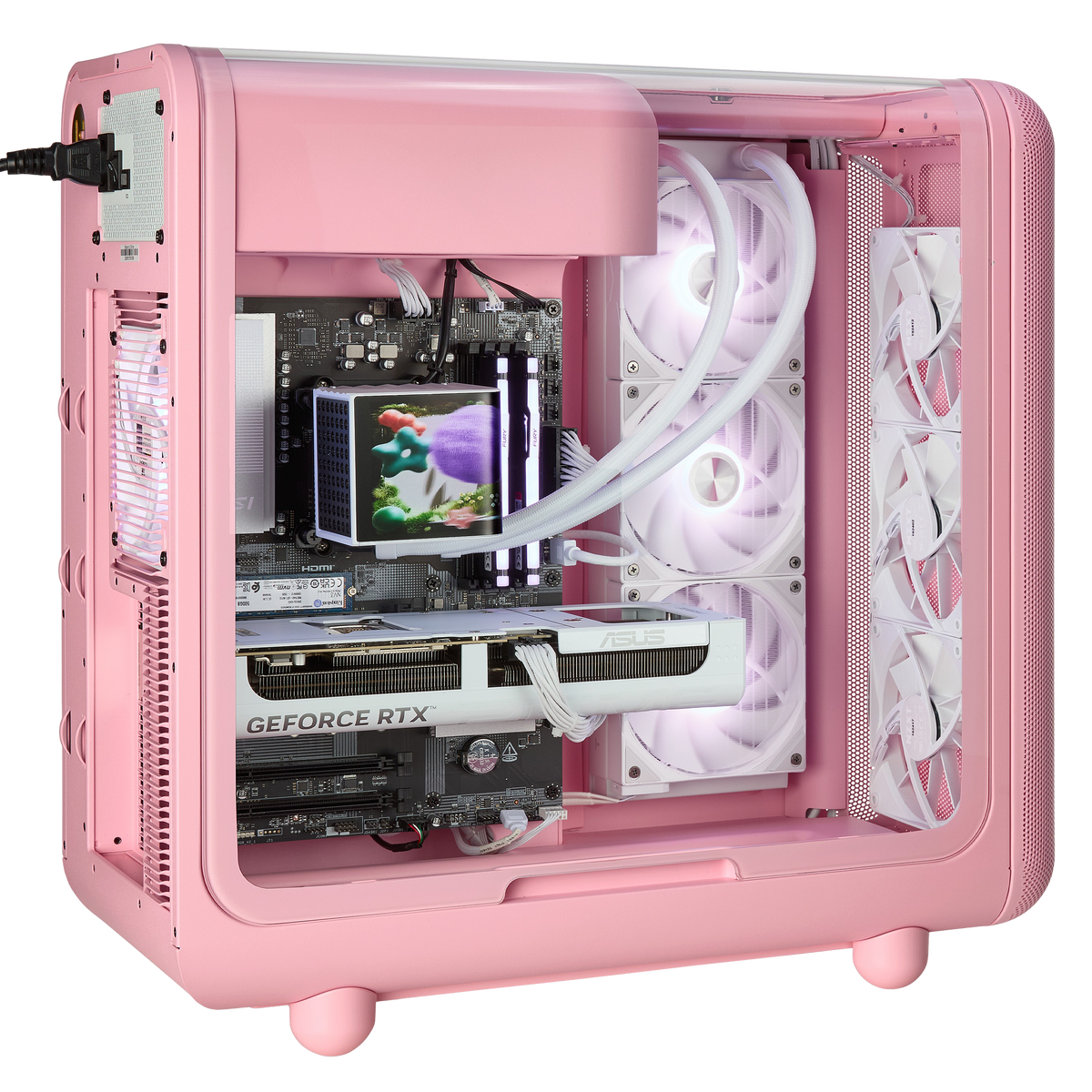 TECHNOID Infinity Gaming PC (AMD Radeon RX 9070 XT - AMD RYZEN 7 7800X3D - 32 GB DDR5 RAM - 1TB SSD - AI Ready - Windows 11 H - Wifi - HYTE X50 Strawberry Milk)