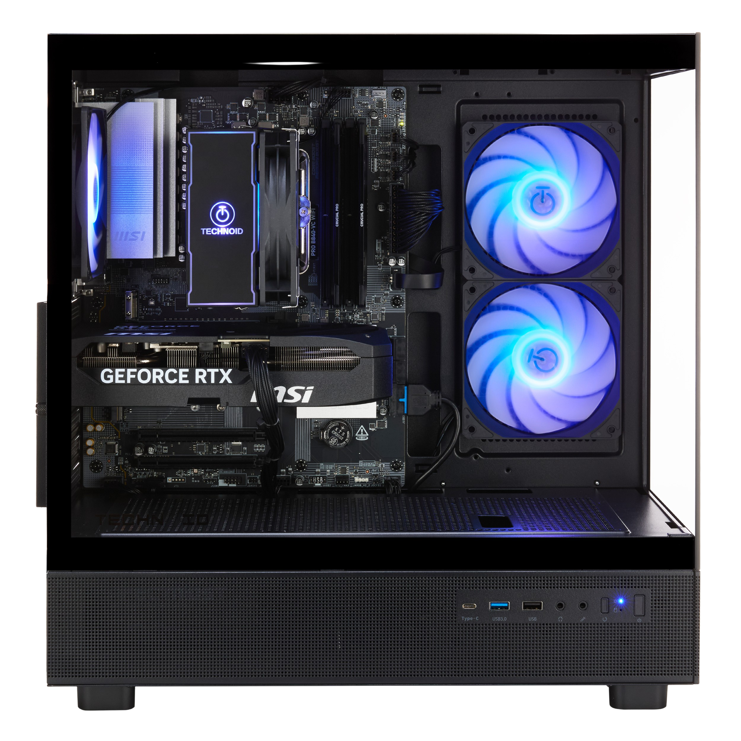 TECHNOID Glass GAMING PC (RTX 5060 - Ryzen 7 9700F - 16 GB RAM - 1TB SSD - WIN 11 H - Wifi - 3 Years Warranty - Black)