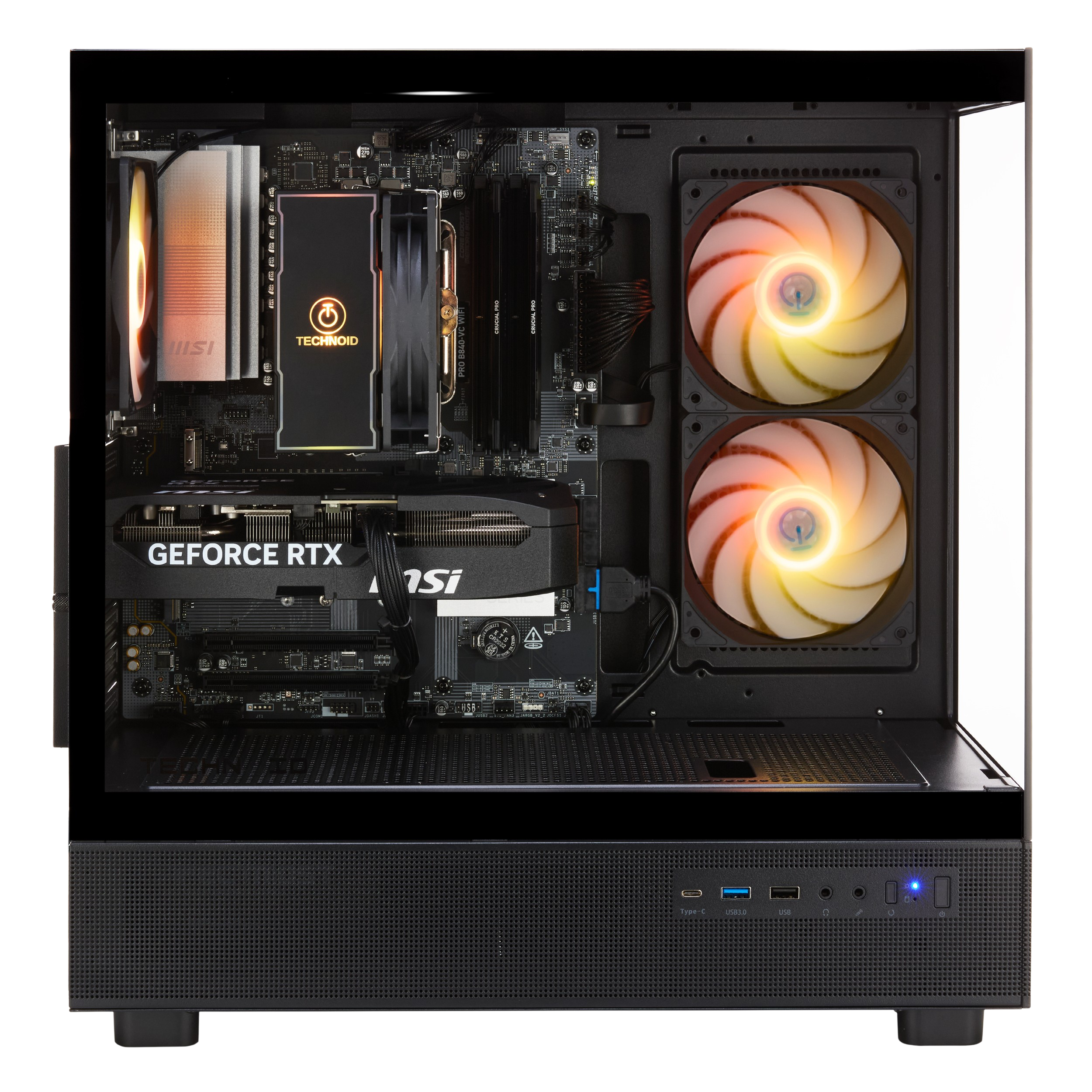 TECHNOID Glass GAMING PC (RTX 5060 - Ryzen 7 9700F - 16 GB RAM - 1TB SSD - WIN 11 H - Wifi - 3 Years Warranty - Black)