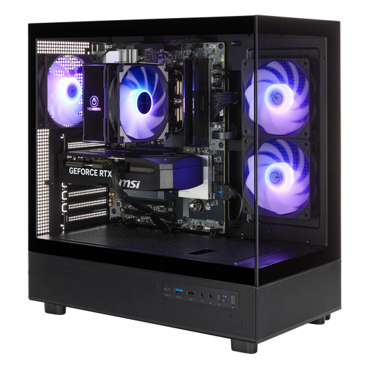 TECHNOID Glass Gaming PC - GeForce RTX 5080 - AMD Ryzen 7 7800X3D - 32GB DDR5 - 1TB SSD - Win 11 PRO - AI Ready - VR Compatible - Wifi Bluetooth - Black