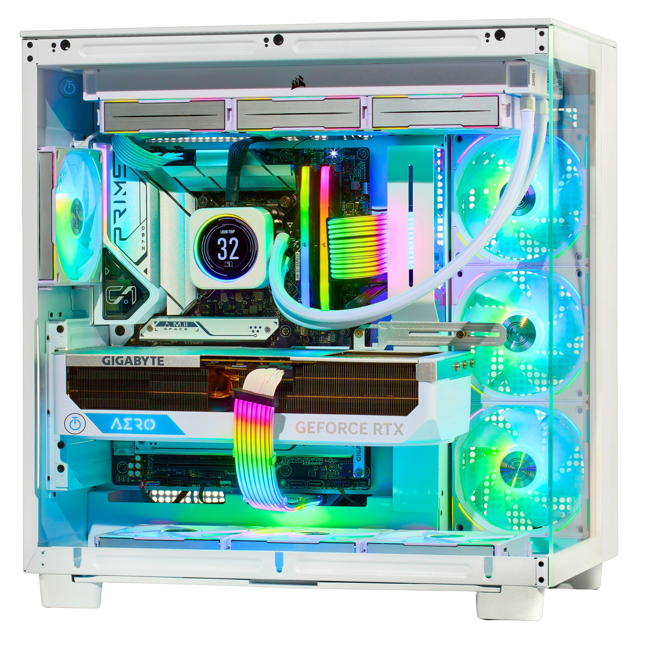 TECHNOID Frozen Gaming PC - RTX 5070 - AMD Ryzen 7 7800X3D - 32GB DDR5 - 2TB SSD - Win 11 PRO - AI Ready - 850w 80 Plus Gold PSU - VR Compatible - White