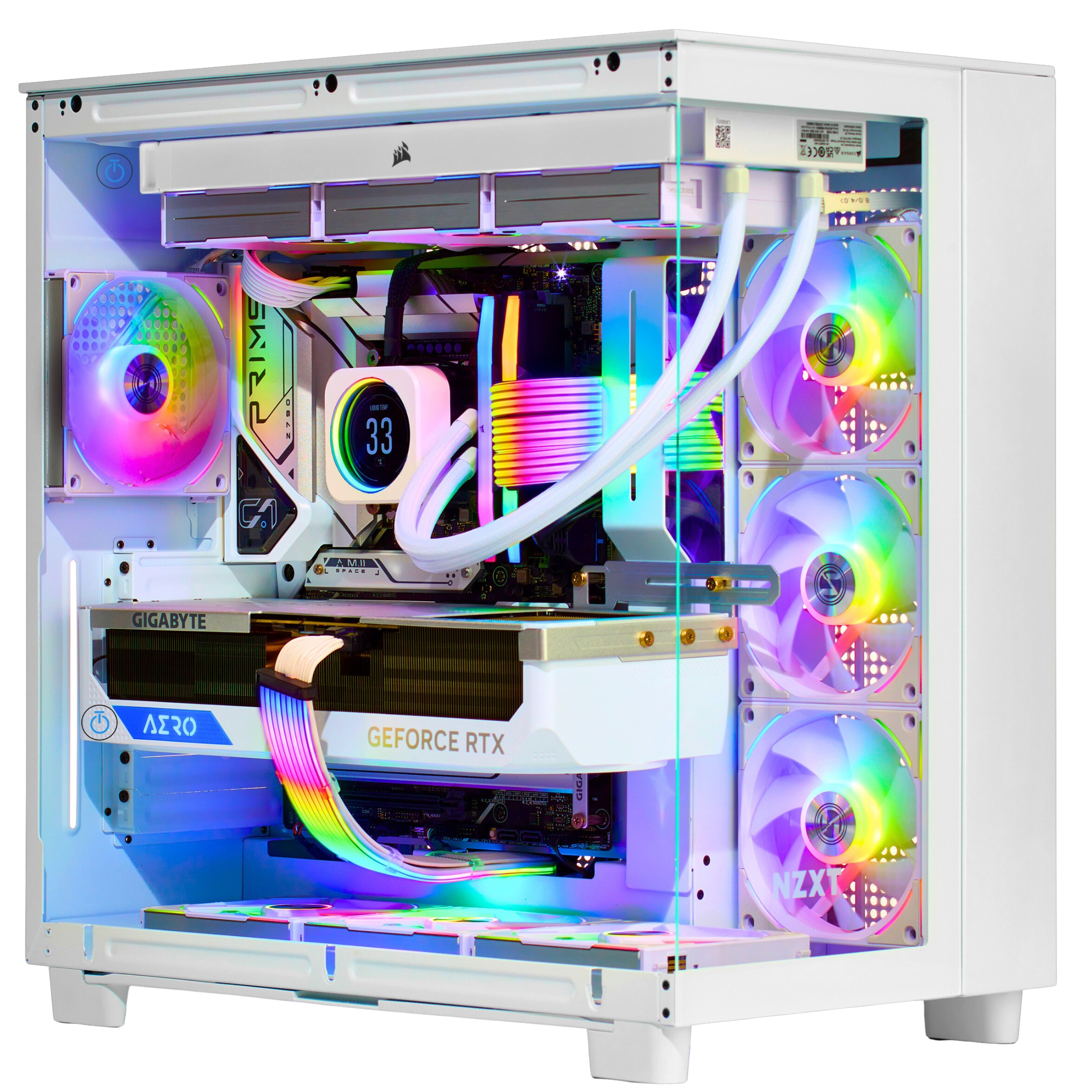 TECHNOID Frozen Gaming PC - RTX 5070 - AMD Ryzen 7 7800X3D - 32GB DDR5 - 2TB SSD - Win 11 PRO - AI Ready - 850w 80 Plus Gold PSU - VR Compatible - White