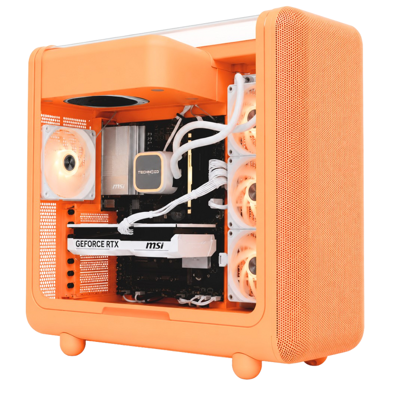 TECHNOID Infinity Gaming Pc (Amd Ryzen 7 9700X - RTX 5070 - 1TB SSD - 32GB RAM DDR5- Win 11 Pro - HYTE x50 - Orange)