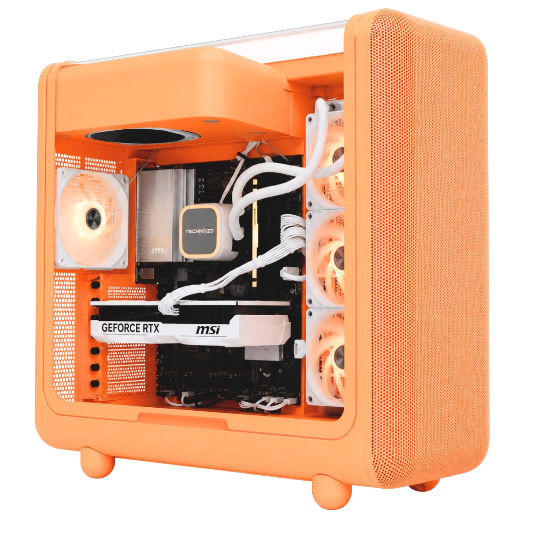 TECHNOID Infinity Gaming Pc (Amd Ryzen 7 9700X - RTX 5070 - 1TB SSD - 32GB RAM DDR5- Win 11 Pro - HYTE x50 - Orange)