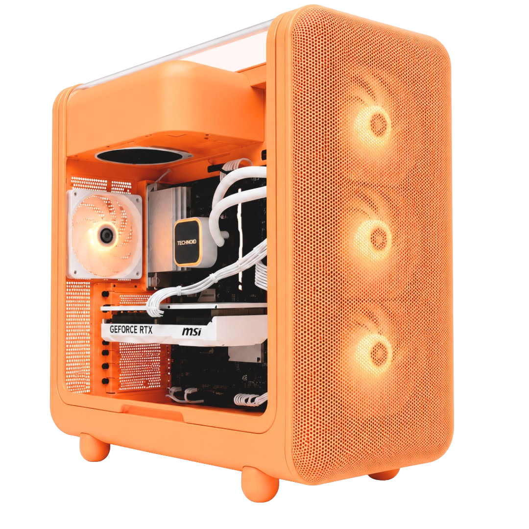 TECHNOID Infinity Gaming Pc (Amd Ryzen 7 9700X - RTX 5070 - 1TB SSD - 32GB RAM DDR5- Win 11 Pro - HYTE x50 - Orange)