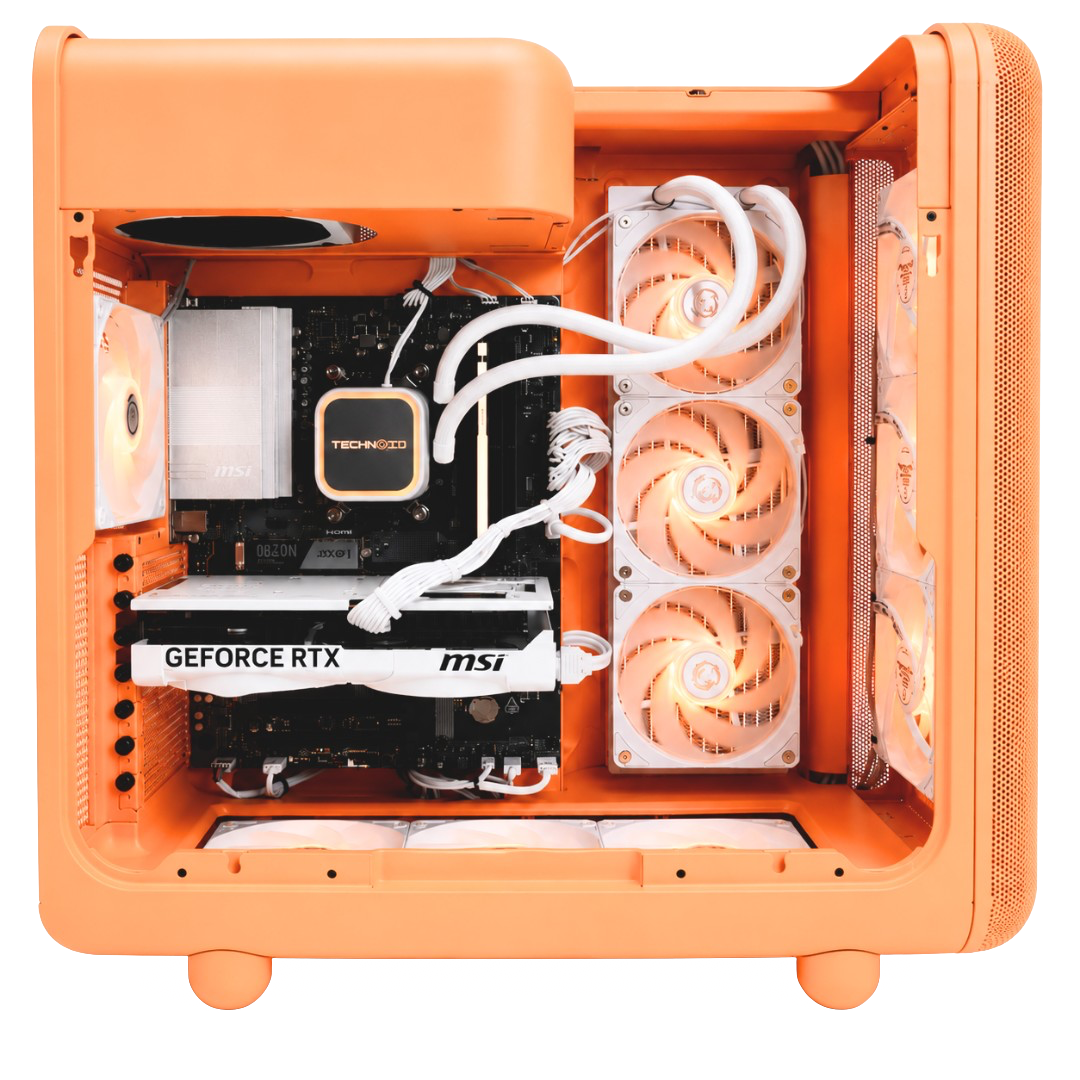 TECHNOID Infinity Gaming Pc (Amd Ryzen 7 9700X - RTX 5070 - 1TB SSD - 32GB RAM DDR5- Win 11 Pro - HYTE x50 - Orange)