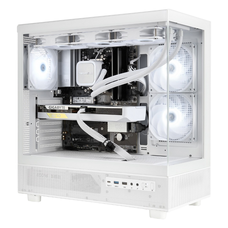 TECHNOID Glass GAMING PC (AMD RX 9070 XT - Ryzen 7 9700X - 32 GB RAM - 1TB SSD - WIN 11 H - Wifi - 3 Years Warranty - White)