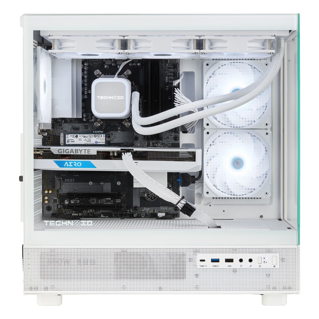TECHNOID Glass GAMING PC (AMD RX 9070 XT - Ryzen 7 9700X - 32 GB RAM - 1TB SSD - WIN 11 H - Wifi - 3 Years Warranty - White)
