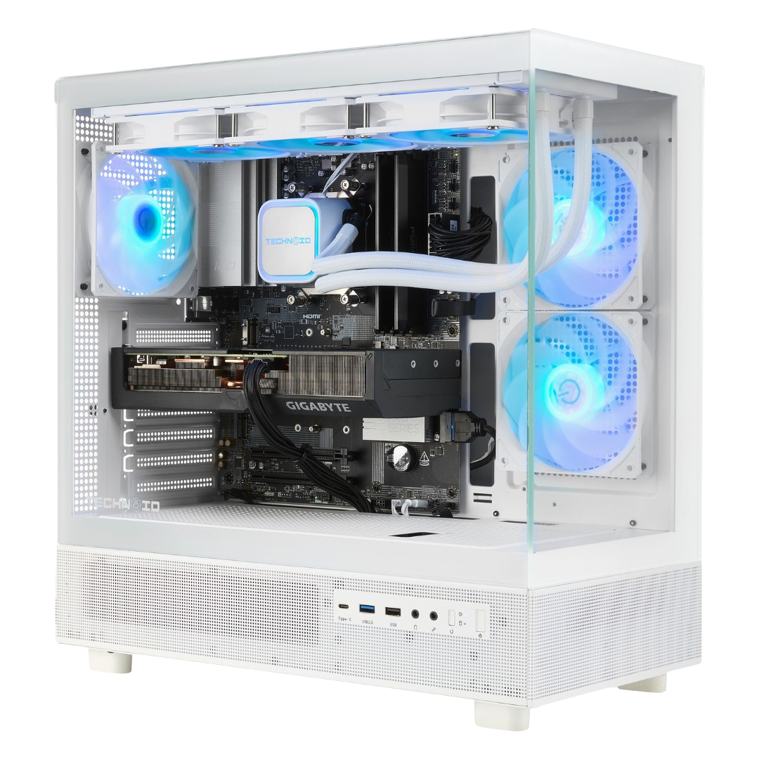 TECHNOID Glass Gaming PC - AMD Radeon RX 9060 XT 16GB - AMD Ryzen 7 7800X3D - 32GB DDR5 - 1TB SSD - Win 11 PRO - AI Ready - VR Compatible - Wifi Bluetooth