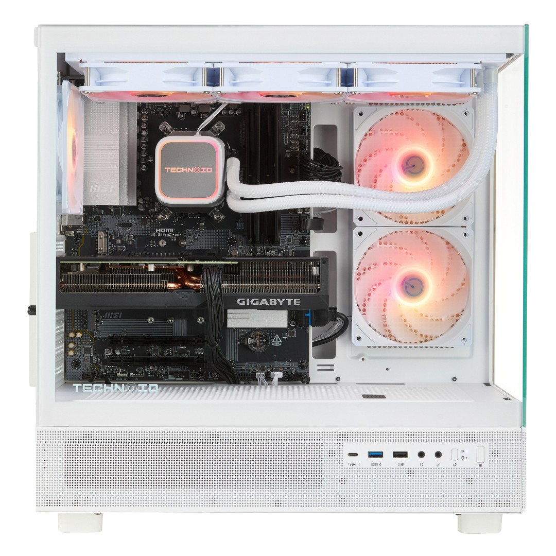 TECHNOID Glass Gaming PC - AMD Radeon RX 9060 XT 16GB - AMD Ryzen 7 7800X3D - 32GB DDR5 - 1TB SSD - Win 11 PRO - AI Ready - VR Compatible - Wifi Bluetooth