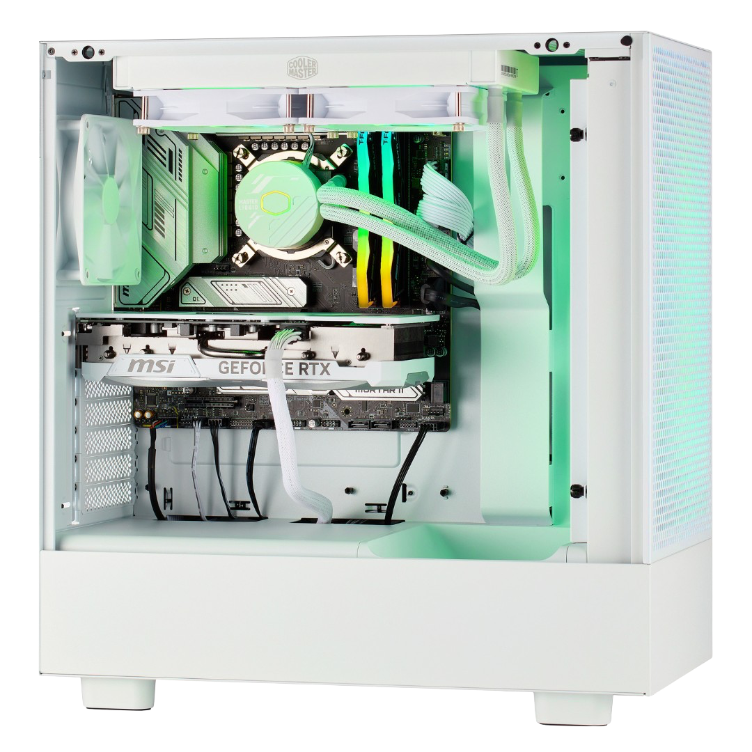 TECHNOID Icy White Gaming PC - GeForce RTX 5080 - AMD Ryzen 7 7800X3D - 64GB DDR5 - 1TB SSD - Win 11 PRO - AI Ready - VR Compatible - Wifi Bluetooth