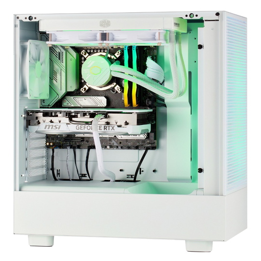 TECHNOID Icy White Gaming PC - GeForce RTX 5080 - AMD Ryzen 7 7800X3D - 64GB DDR5 - 1TB SSD - Win 11 PRO - AI Ready - VR Compatible - Wifi Bluetooth